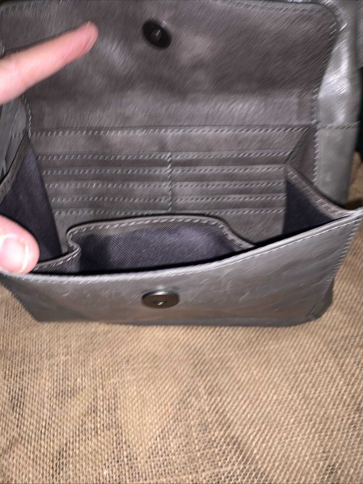 The Sak Ventura Flap Organizer Crossbody Gray Distressed Leather Bag Purse