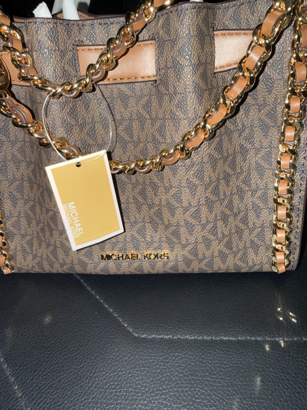 MICHAEL KORS MINA SMALL MINI BELTED CHAIN MK SATCHEL SHOULDER CROSSBODY BAG NEW