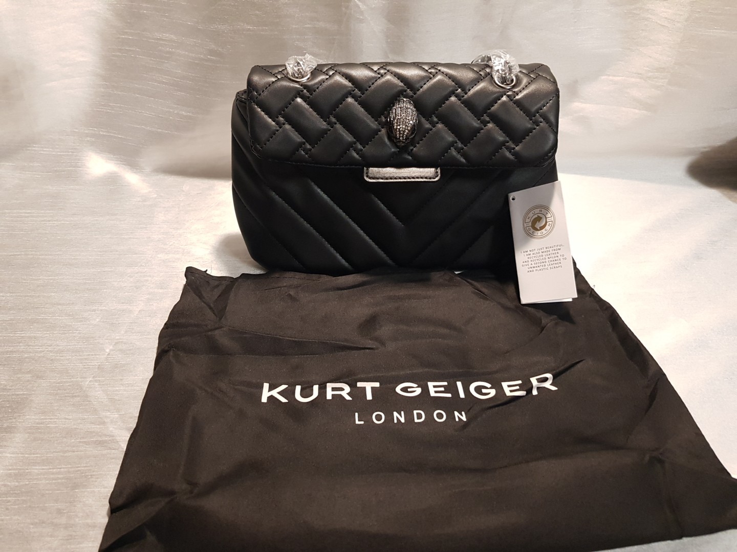 NWT Kurt Geiger London Soho Drench Leather Wallet on a Chain/Crossbody Bag