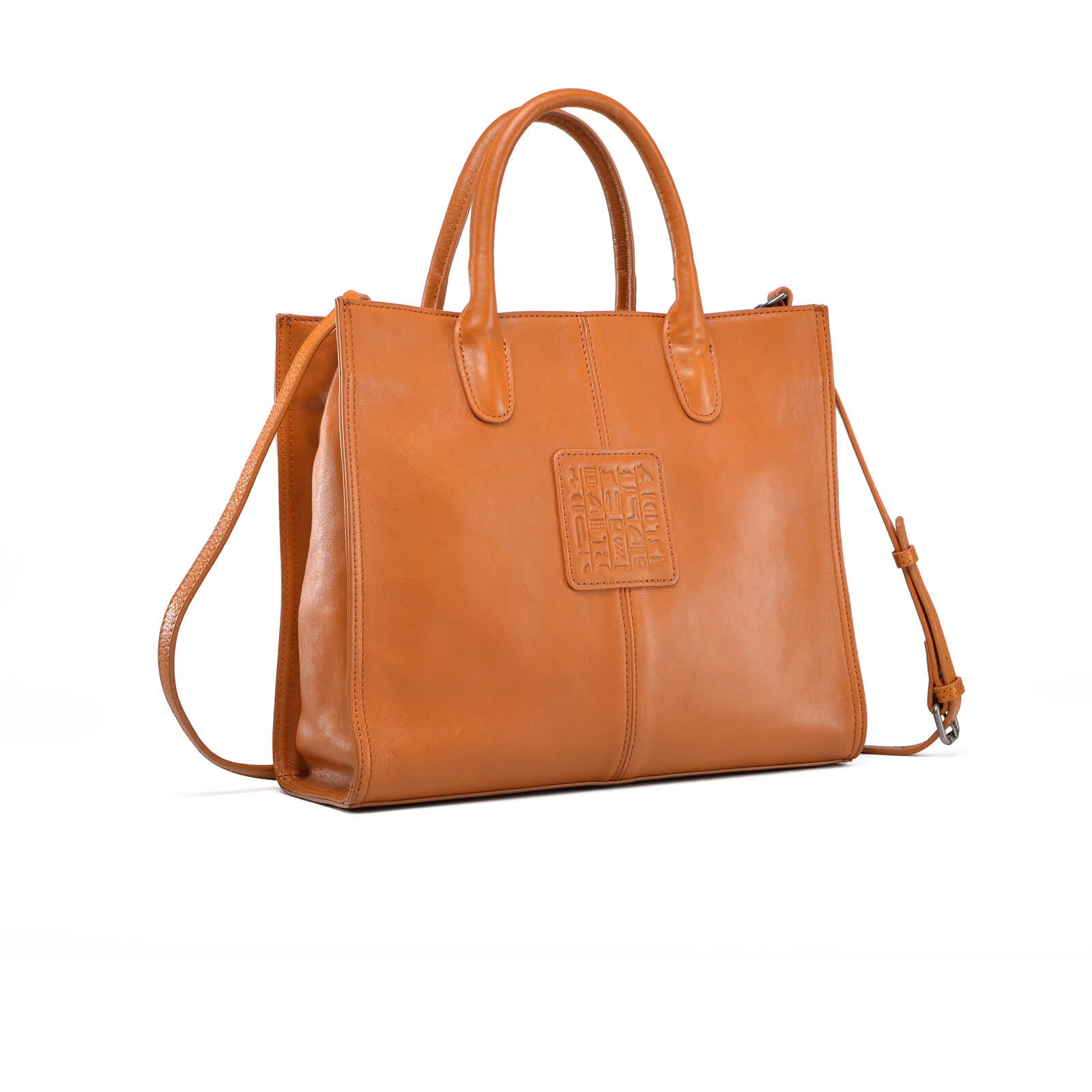 Erivis Brown Genuine Leather bag for women Tote bag Classic Shoulder strap