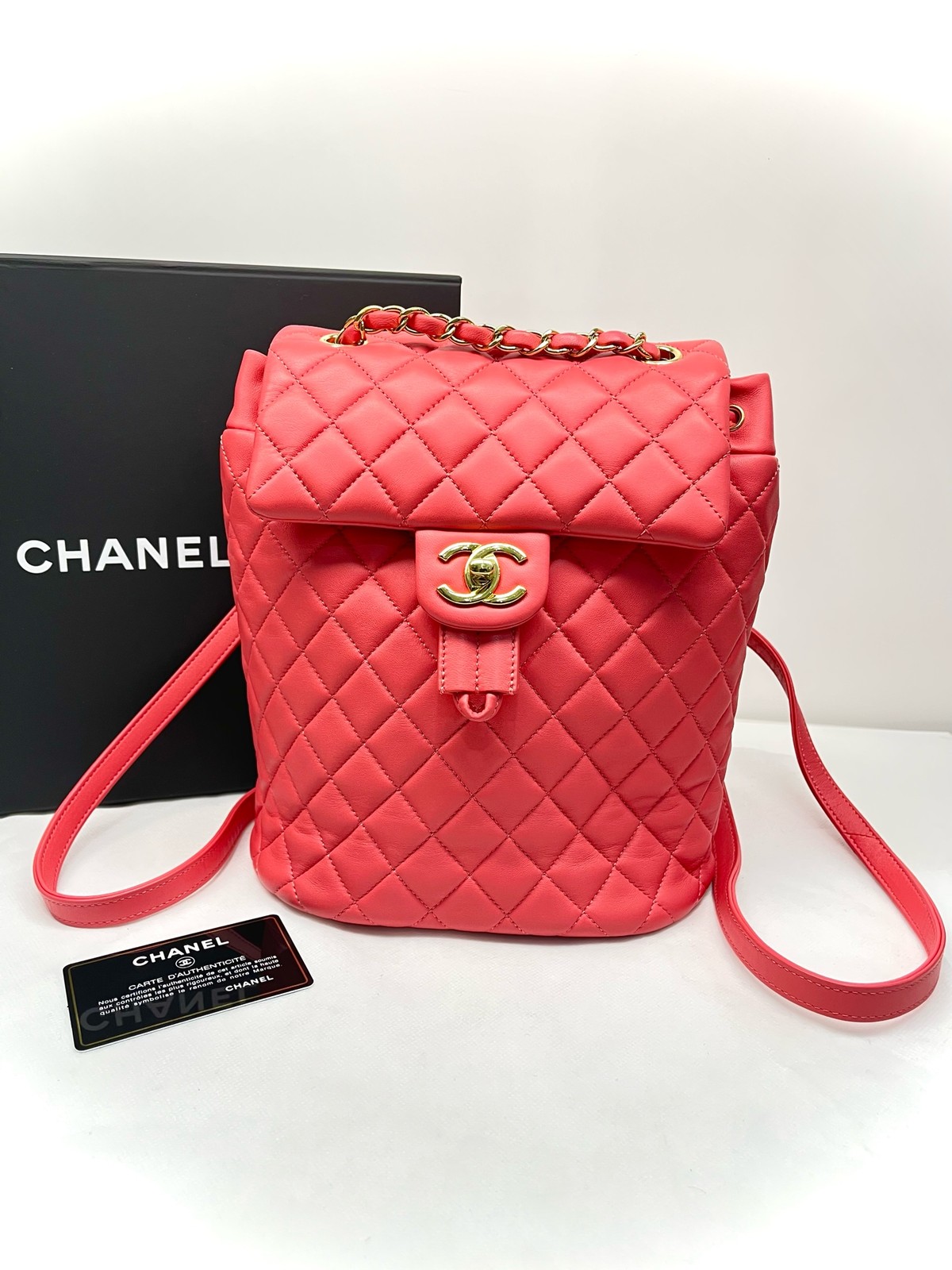 Chanel Salzbourg Classic Normal Coral Pink Lambskin Multiway Backpack Duty Paid
