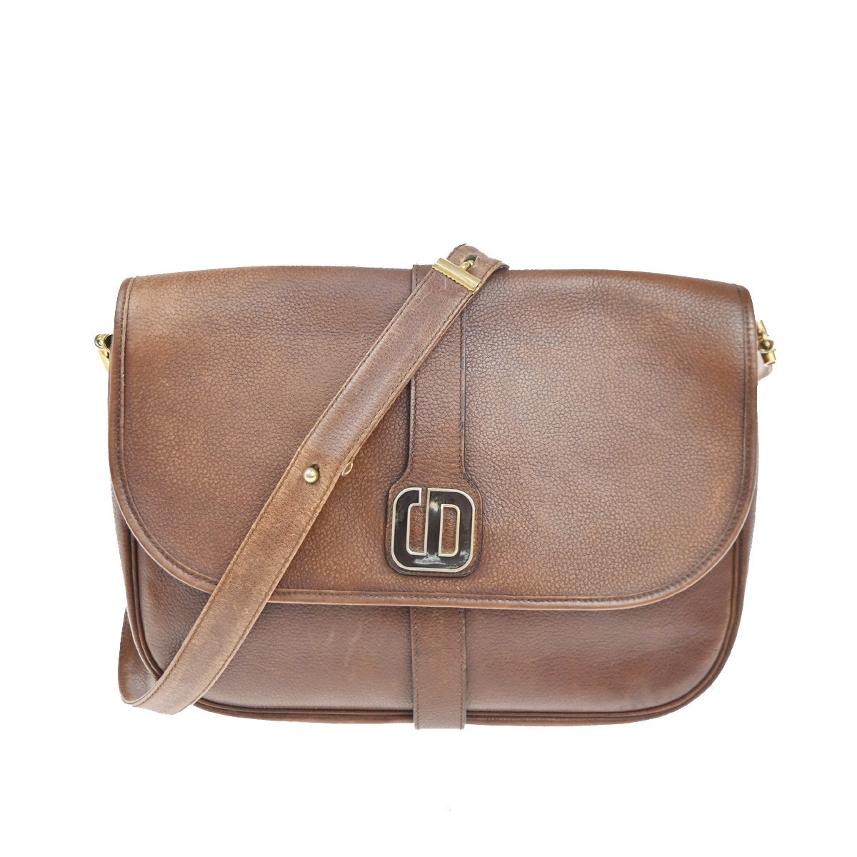 CHRISTIAN DIOR Crossbody Shoulder Bag Leather Brown GHW France 05KC538
