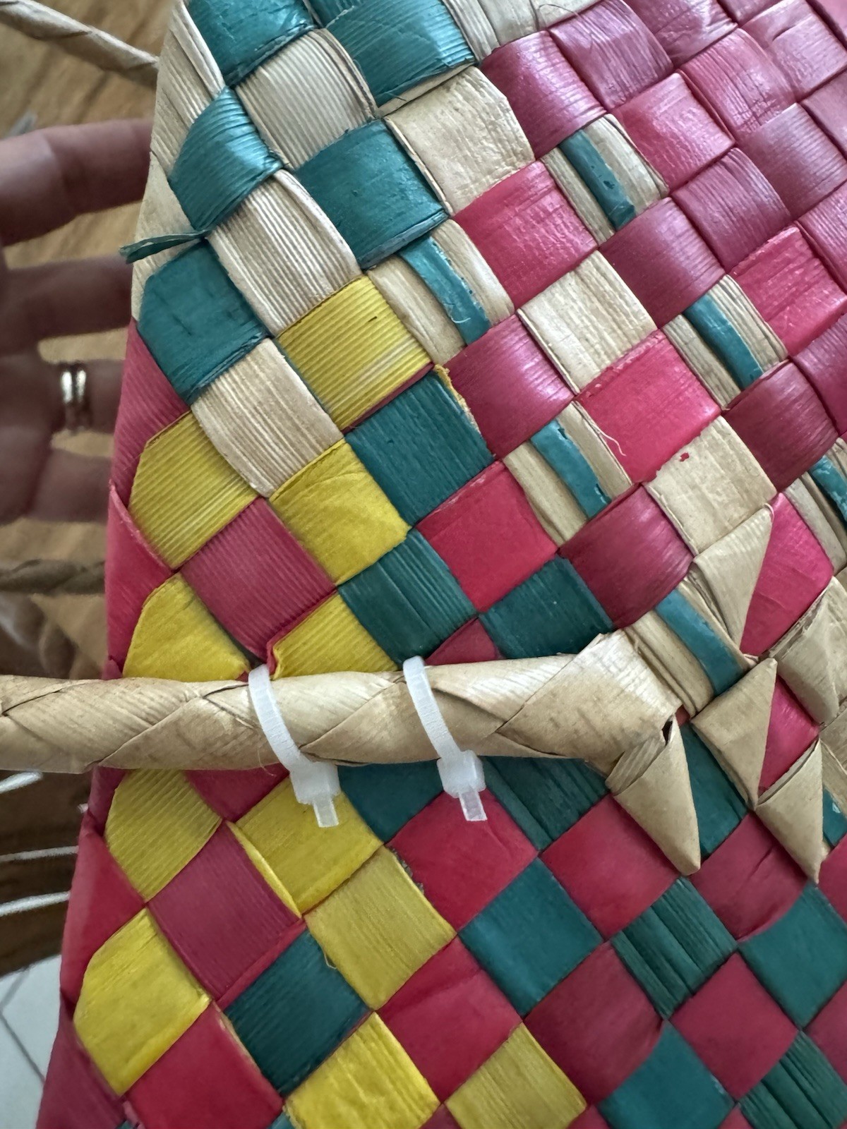 Handwoven Palm Tote Recycled Bag Multicolor Mexican Style