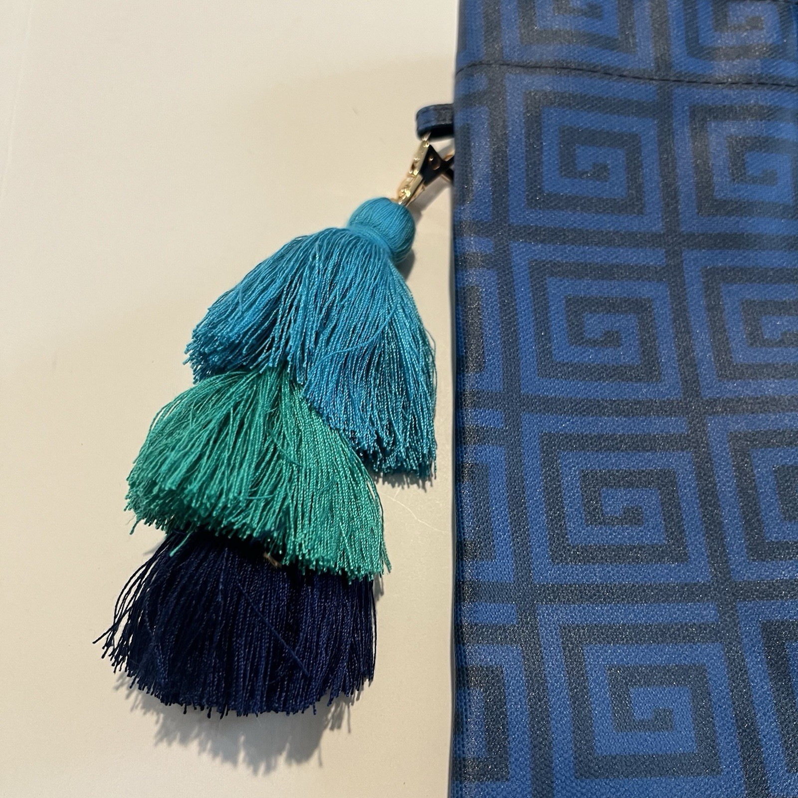 Jonathan Adler x Michaels Tote Bag Blue 17×13″ Coated Limited Edition Tassel