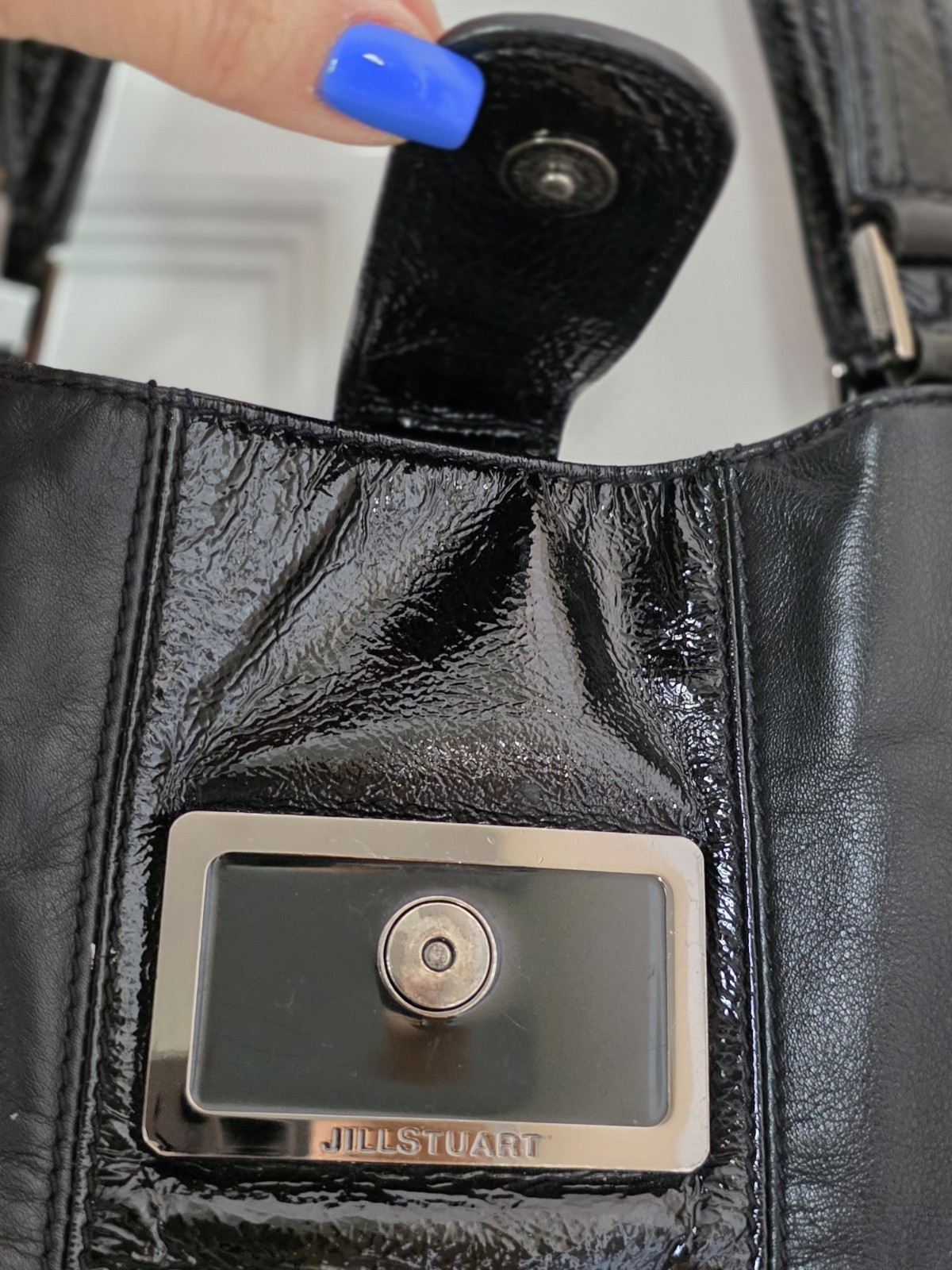 Jill Stuart Black Patent Leather Tote Bag Vintage