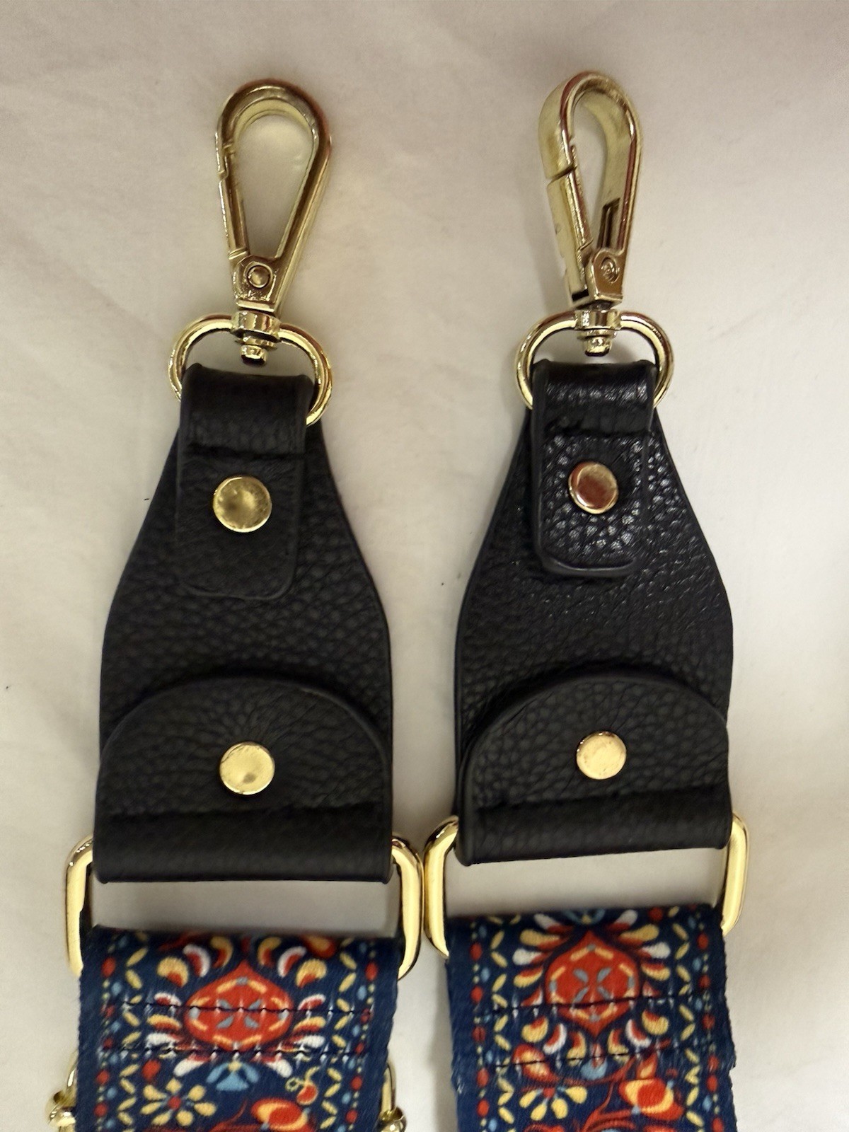 NWOT Handbag Replacement Strap, Blue Floral W/Black & Gold Hardware 43” X 2”