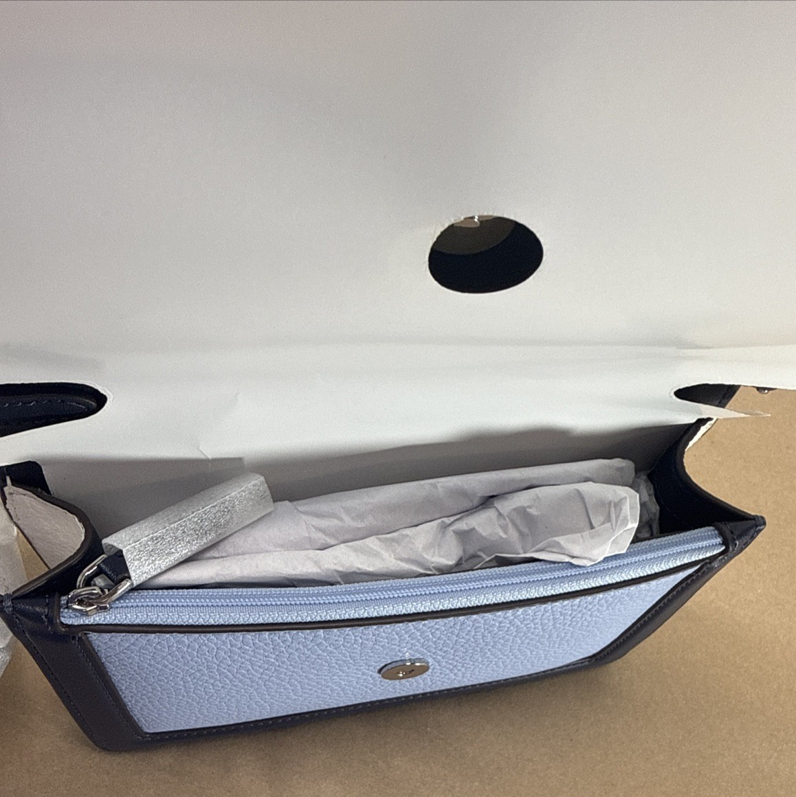 Kate Spade Colorblock Leather Flap Crossbody Bag Blue White NWT