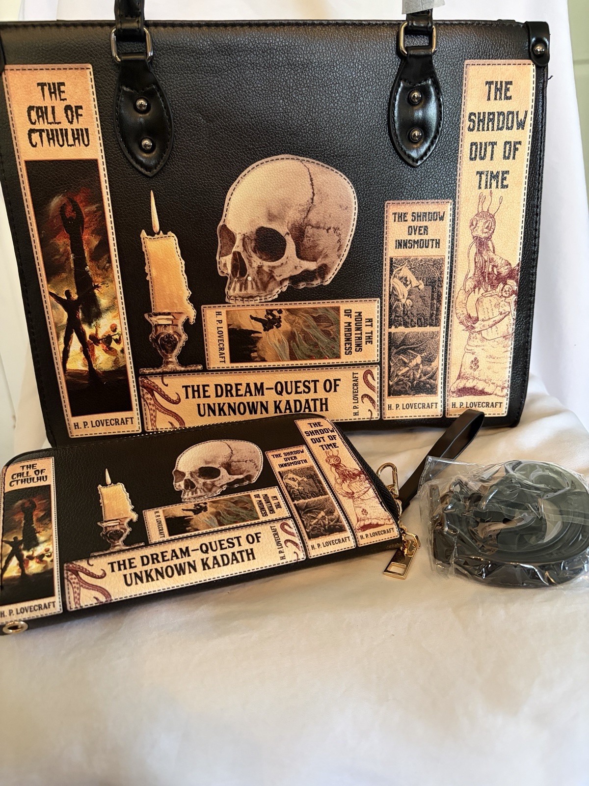 Lettoria H.P. Lovecraft Lovecraftian ~ Large Handbag & Wallet ~ NWT