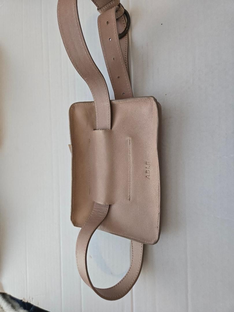ABLE Brown Leather Belt Bag Waist Fanny Pack Crossbody Minimalist Adjusts