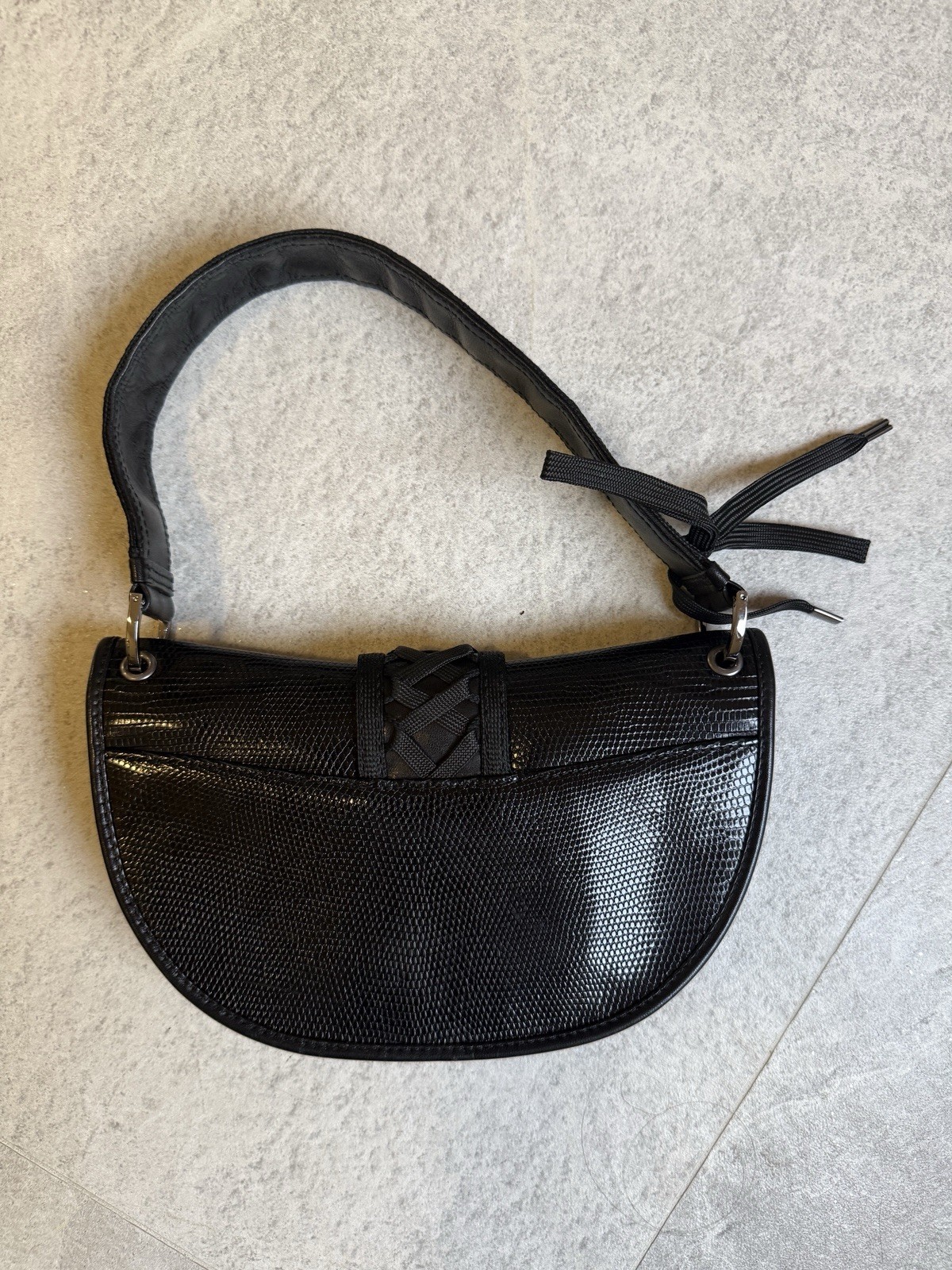Vintage Dior by John Galliano 2002 Black Lizard Leather corset Shoulder Bag