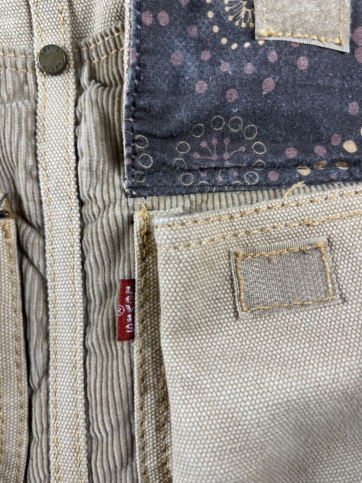 Levi Strauss Brown Canvas & Corduroy Tote Shoulder Handbag Vintage Y2K 12×14