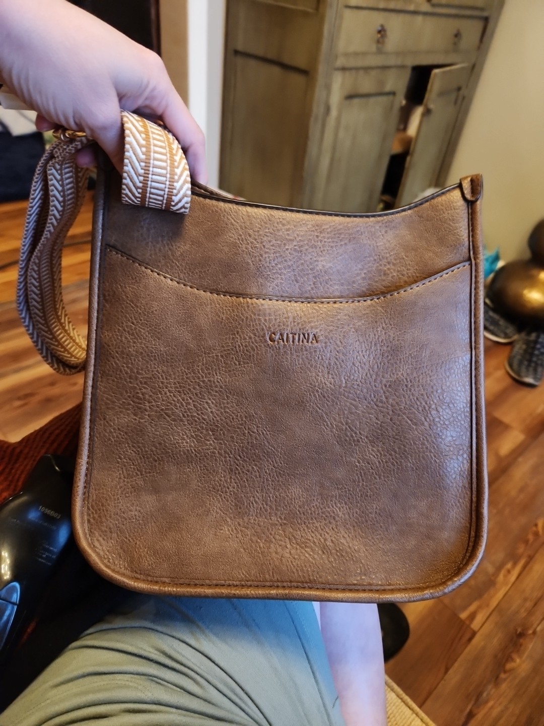 Caitina Crossbody Bag Vegan Leather Hobo Handbag w/ 2 Wide Shoulder Straps!