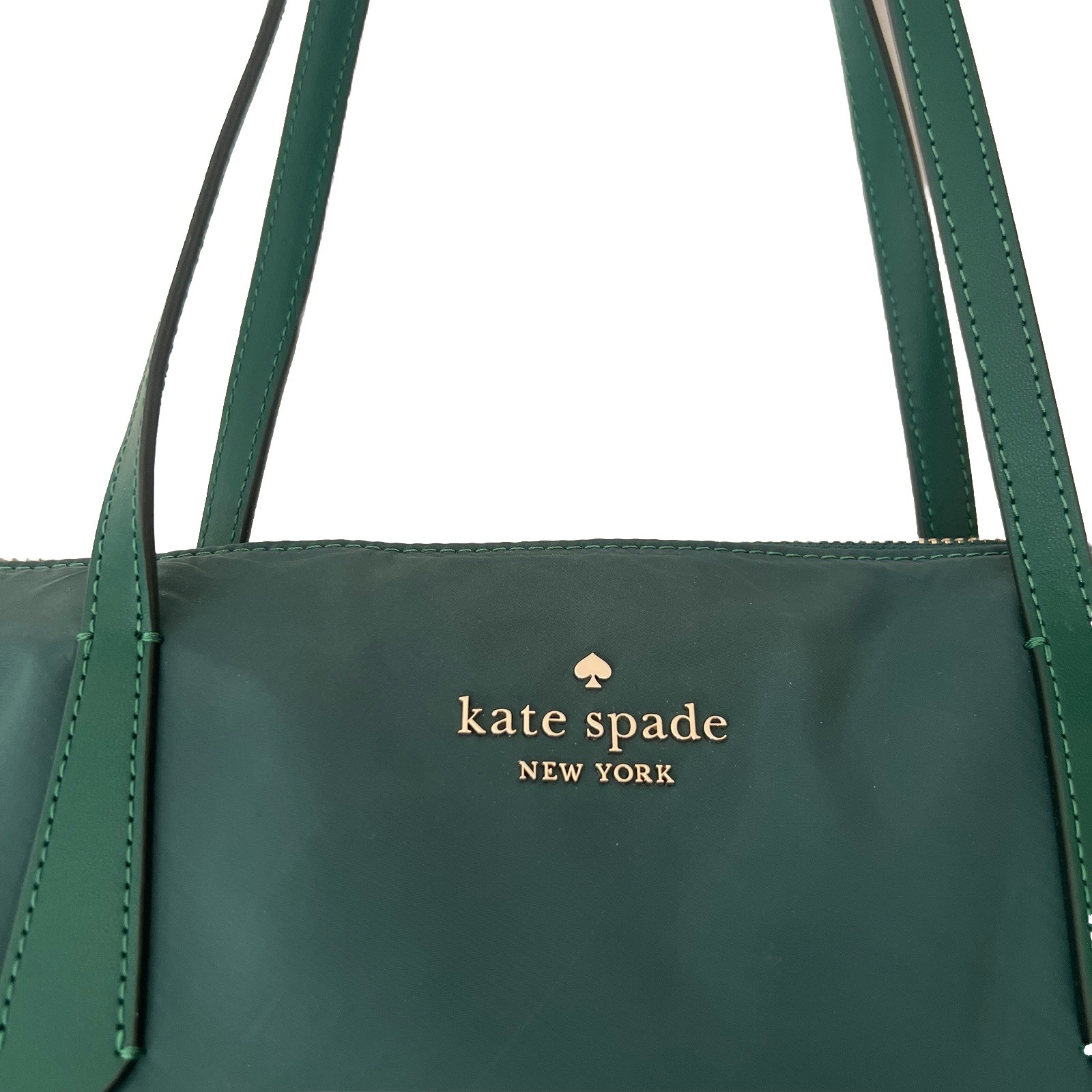 Kate Spade Kitt Tote $299 Jade Green Nylon Full Zip Medium Pockets Little Better