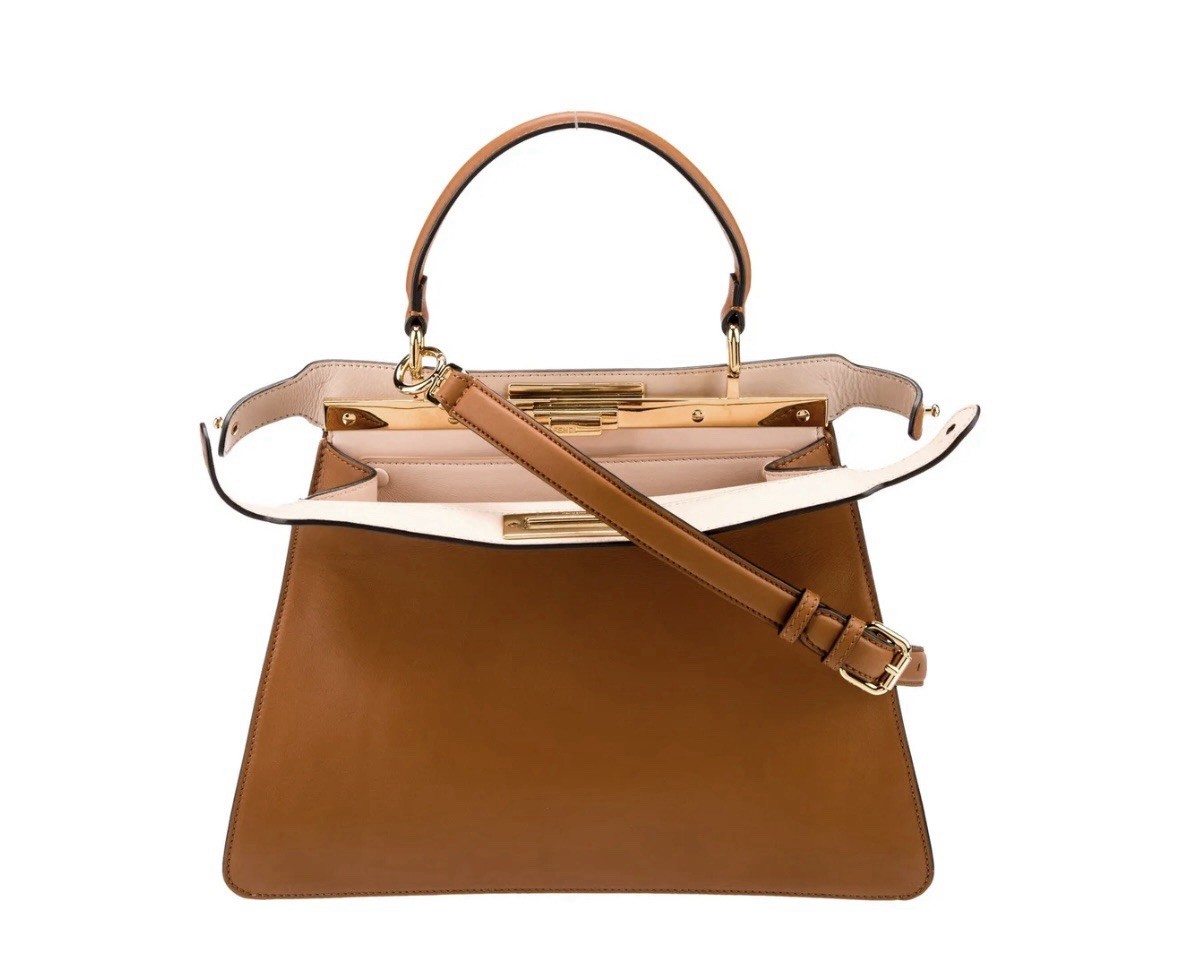 Fendi Peekaboo Shoulder Bag Medium Brown Leather
