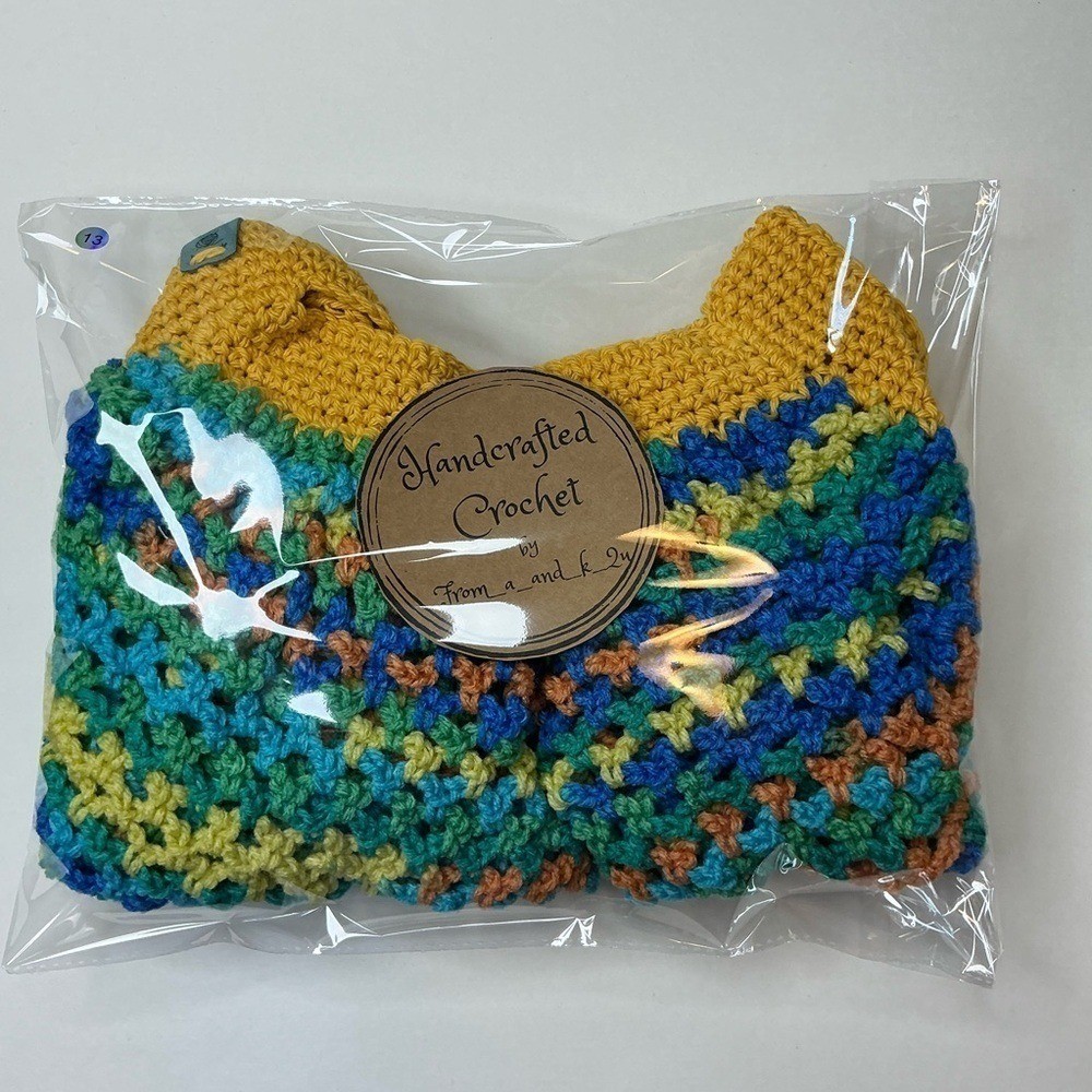 Large Crochet Mesh Market Bag Cotton and Acrylic Handcrafted Handmade Reusable