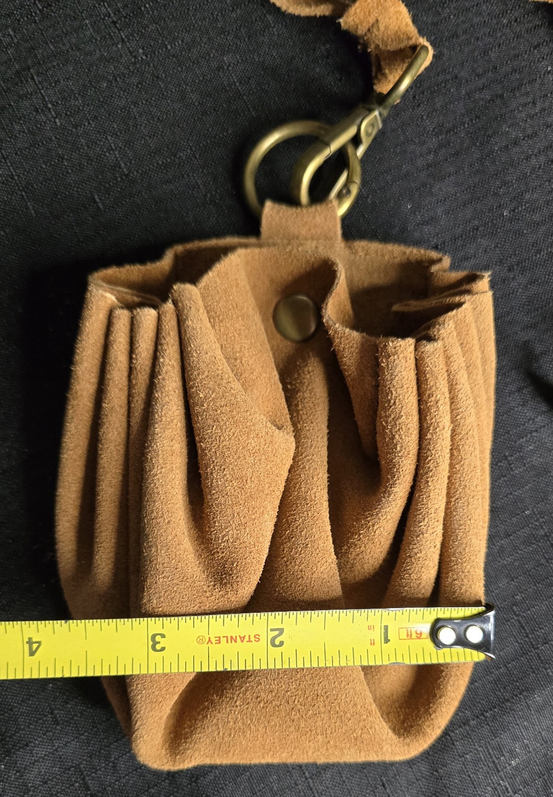Free People Suede Leather Celeste Mini Pouch Bag With Long Strap Light Brown