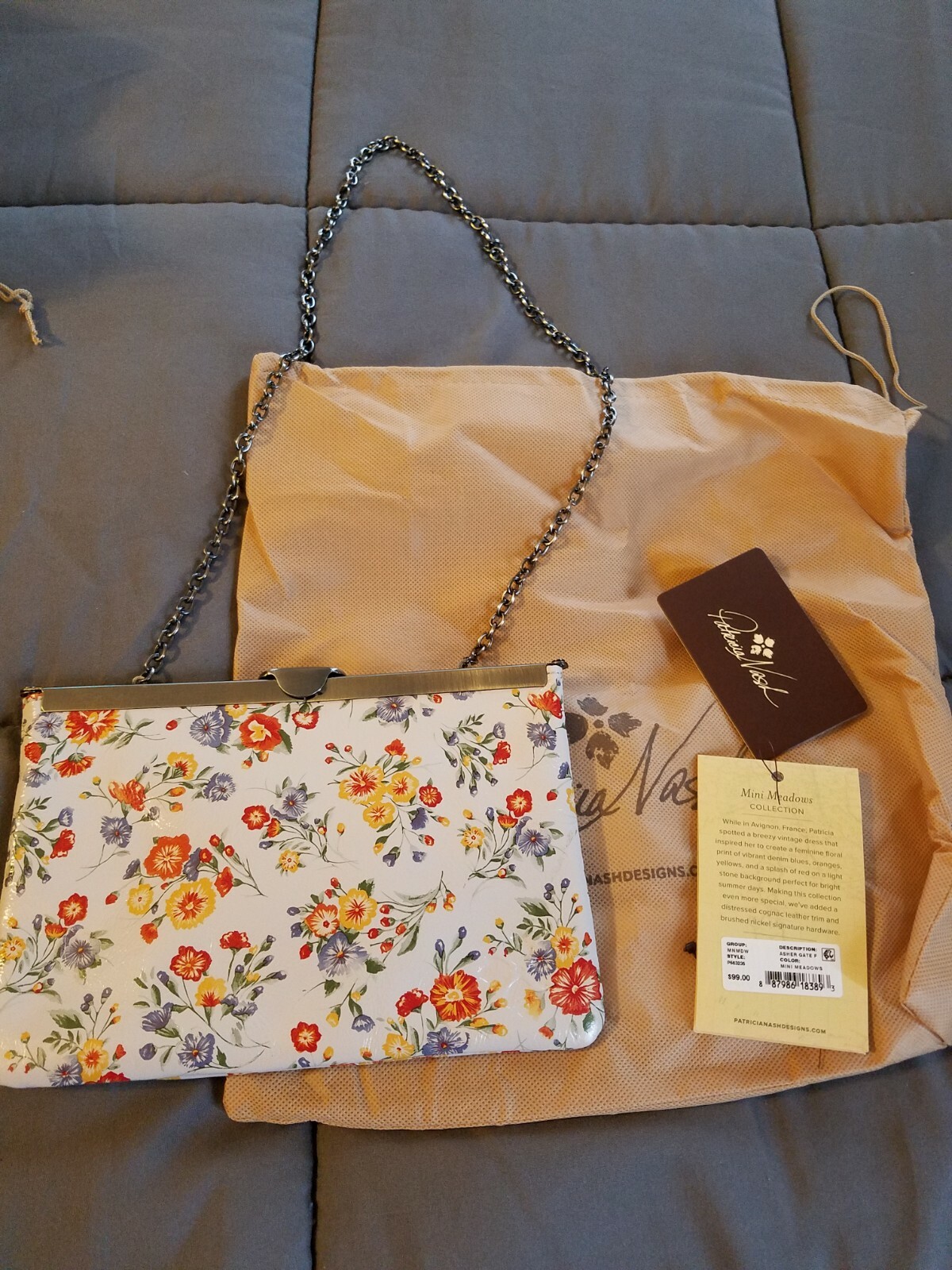 Patricia Nash Women’s Purse Ivory Leather Mini Meadows Asher Clutch Bag $99