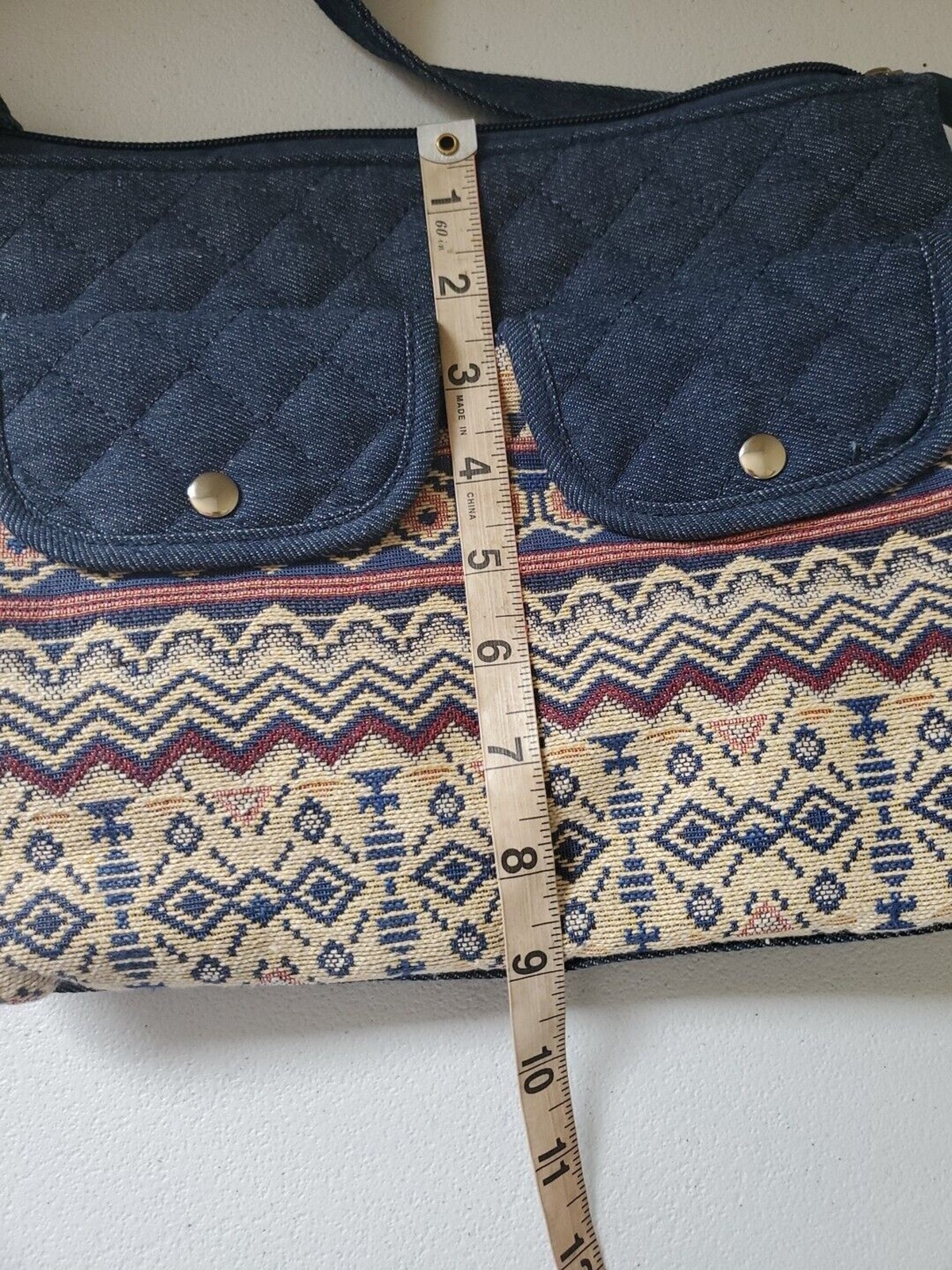 Canyon Sky Aztec Denim Crossbody Purse SouthWest Inspired Bag Design Native