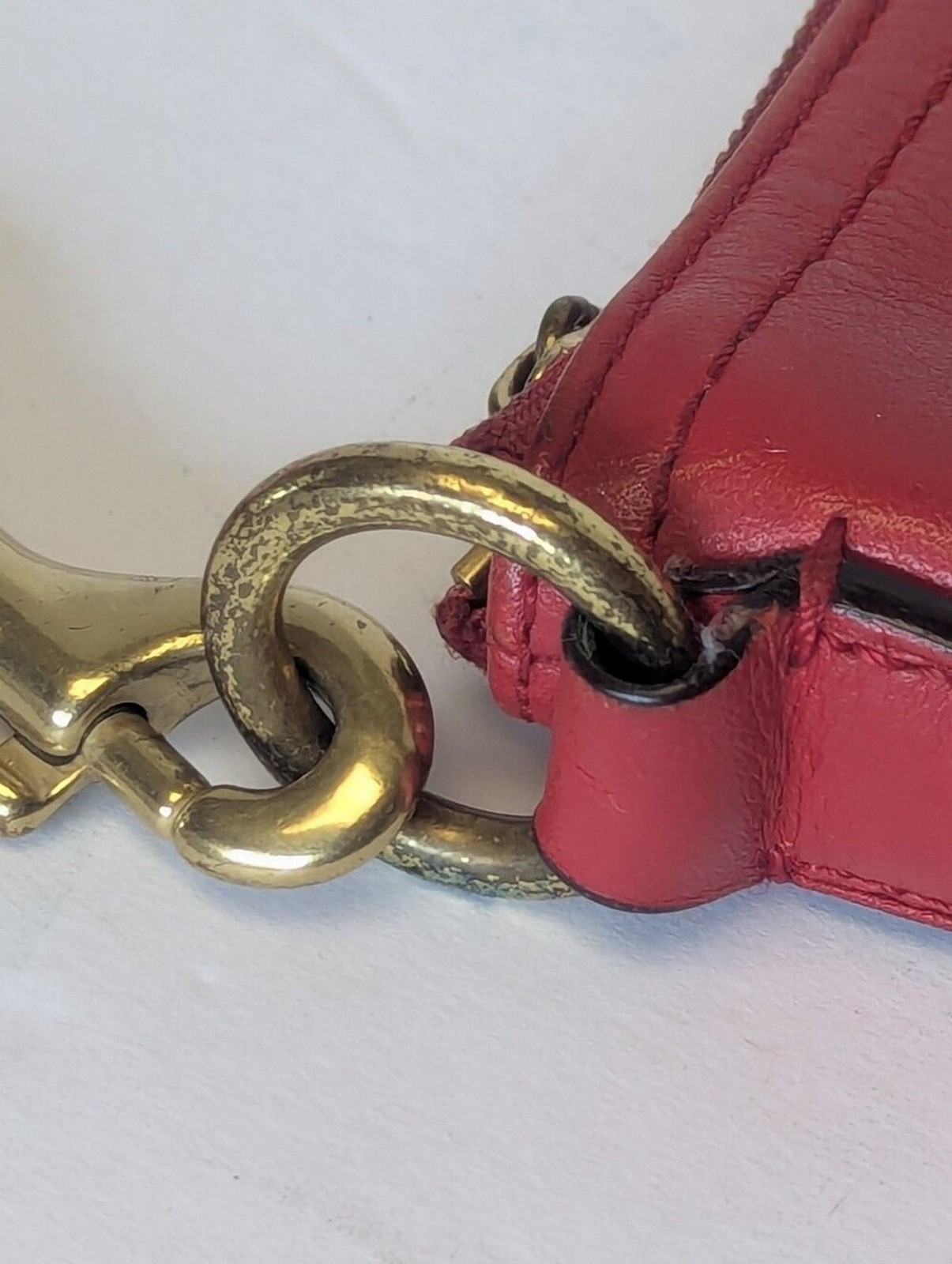Small Coach Red Leather Crossbody Bag For Her 8.5×7.75″