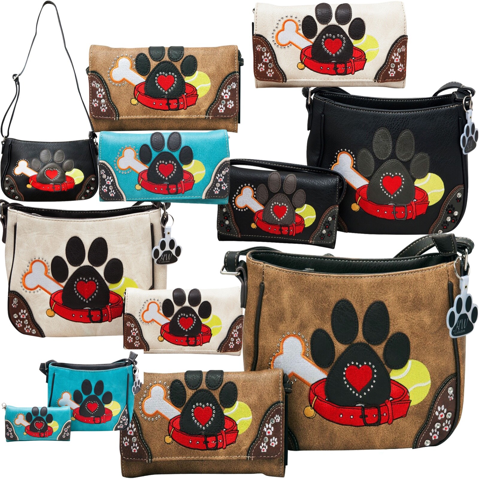 Dog Paw Print Handbag Crossbody Carry Conceal Shoulder Purse Wallet Bag Pet Mom