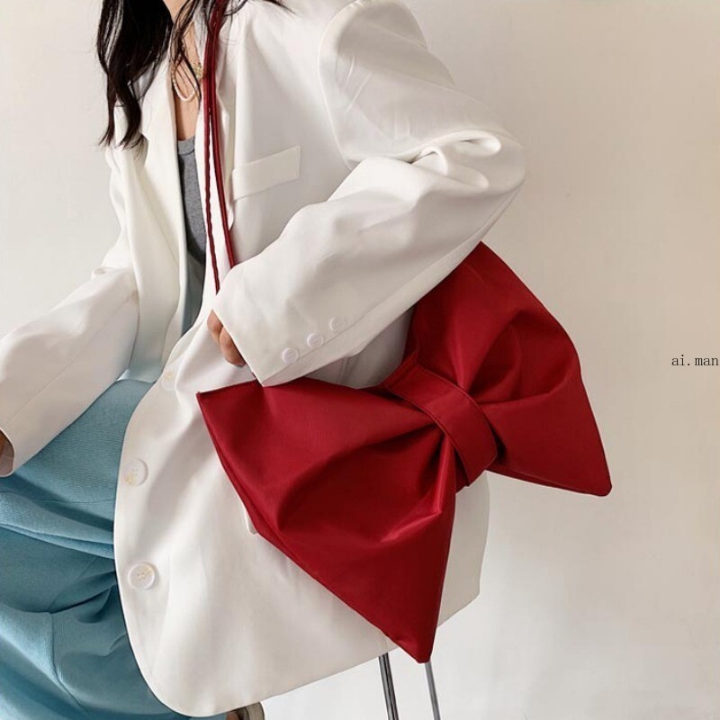 Bow Tote Bag Cute Bowknot Shoulder Bag Casual Canvas Handbag Commuter Women Chic