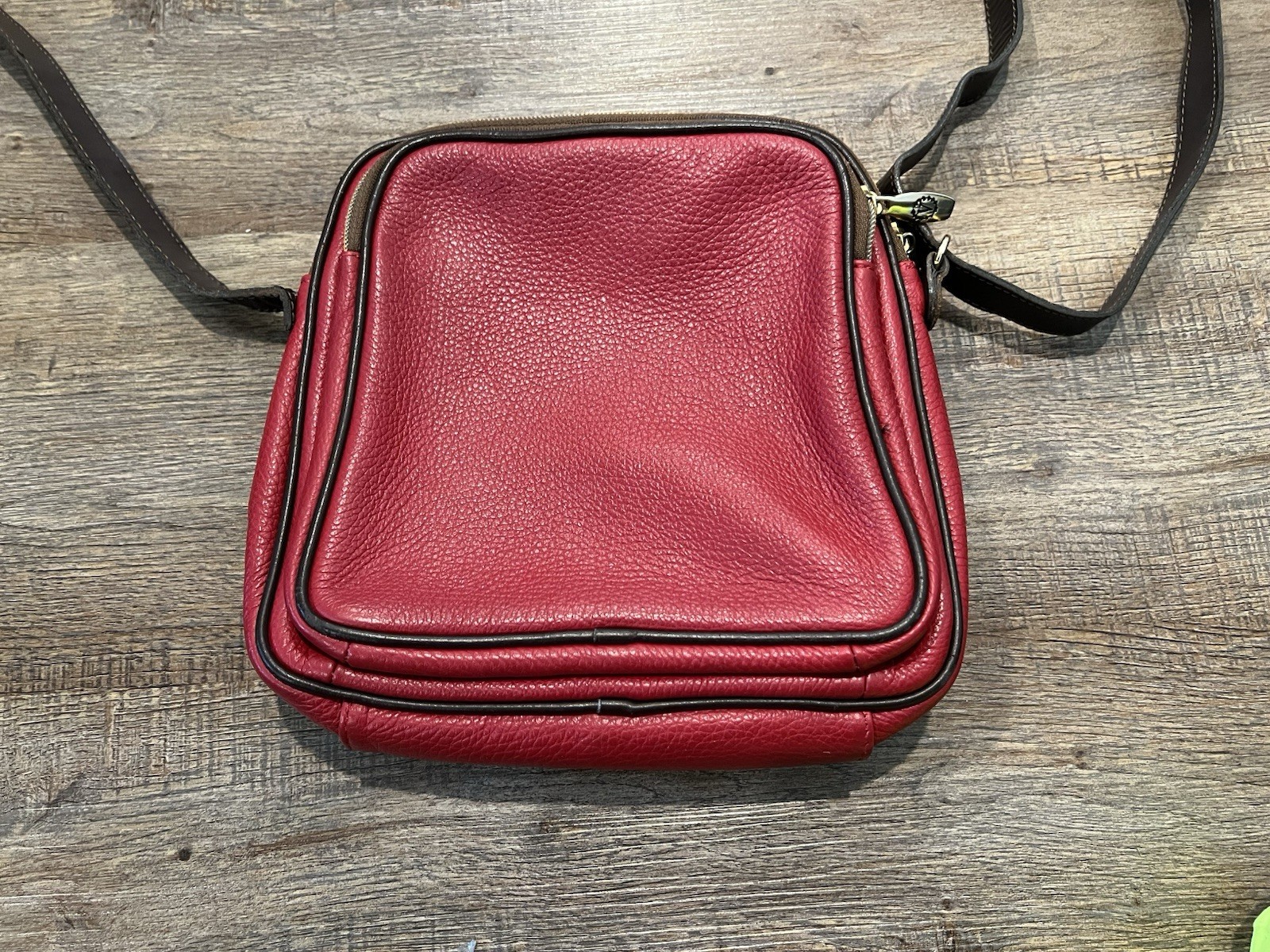 Valentina Red Leather Purse Triple Entry