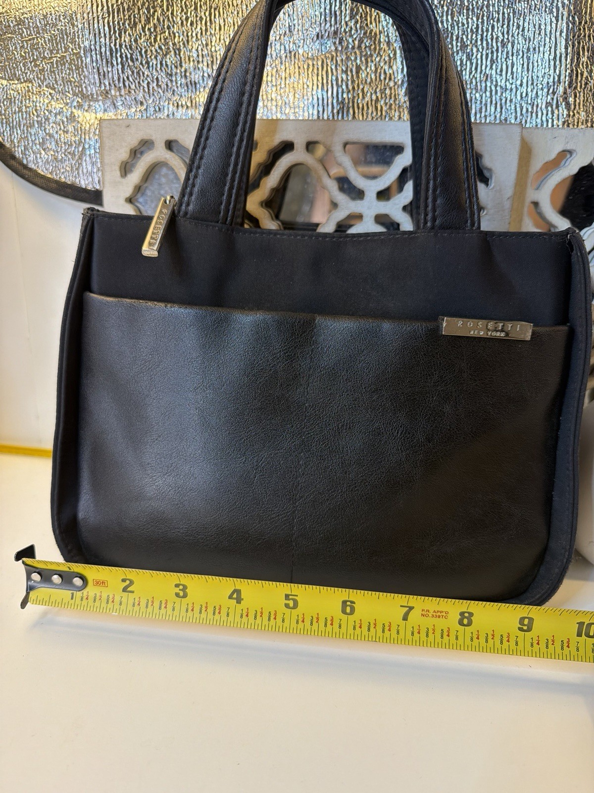 Rosetti Small Purse Navy Blue + Silver Zipper Multiple Storage Slots Top Handle