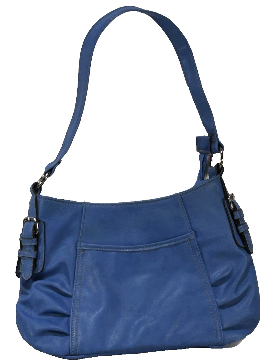 Croft & Barrow Blue Shoulder Bag Hobo Purse Ruched Buckle Pocket Medium