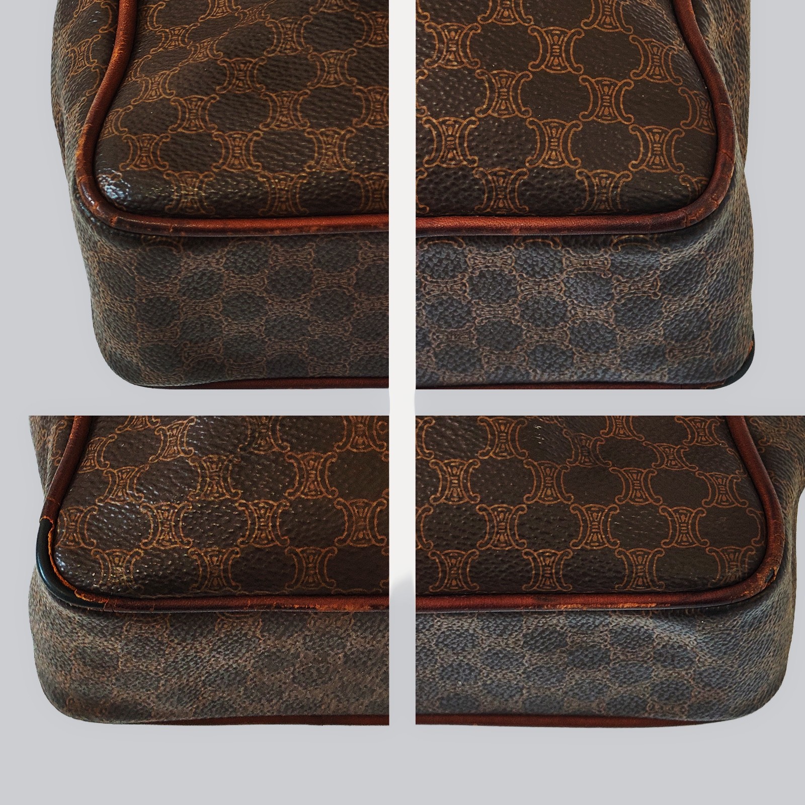 Vintage CELINE Macadam Briefcase Document Bag Coated Canvas Leather Italy 90s