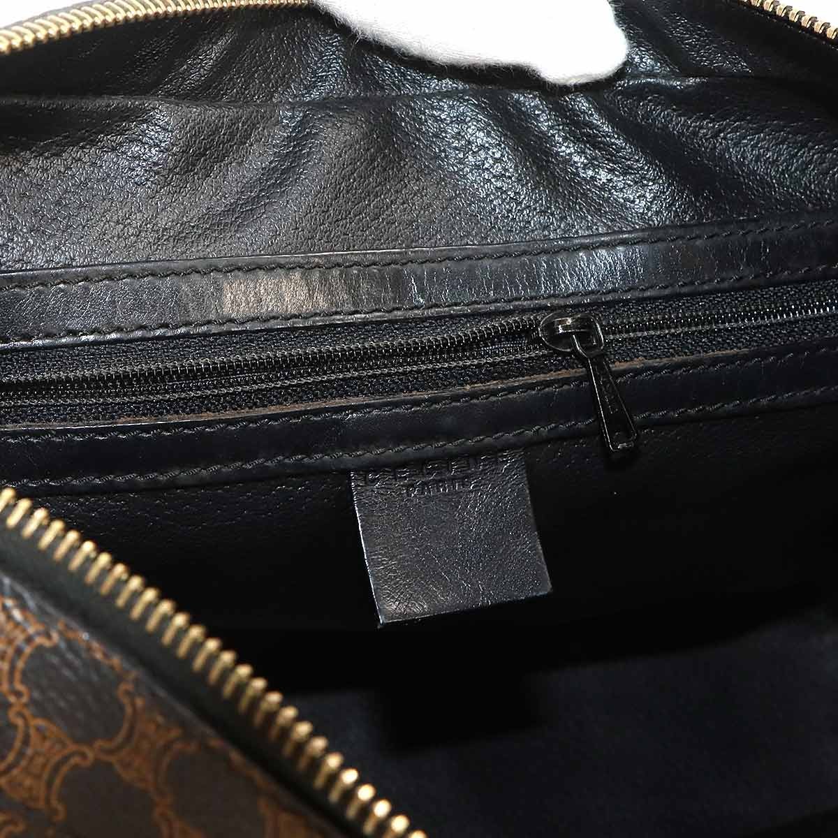 CELINE Macadam Shoulder Bag PVC Leather Black Brown Vintage Purse 90335401