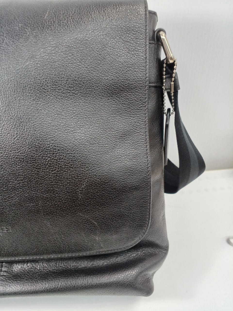 COACH F72362 Charles Small Messenger Bag Black Leather Shoulder Flap Japan