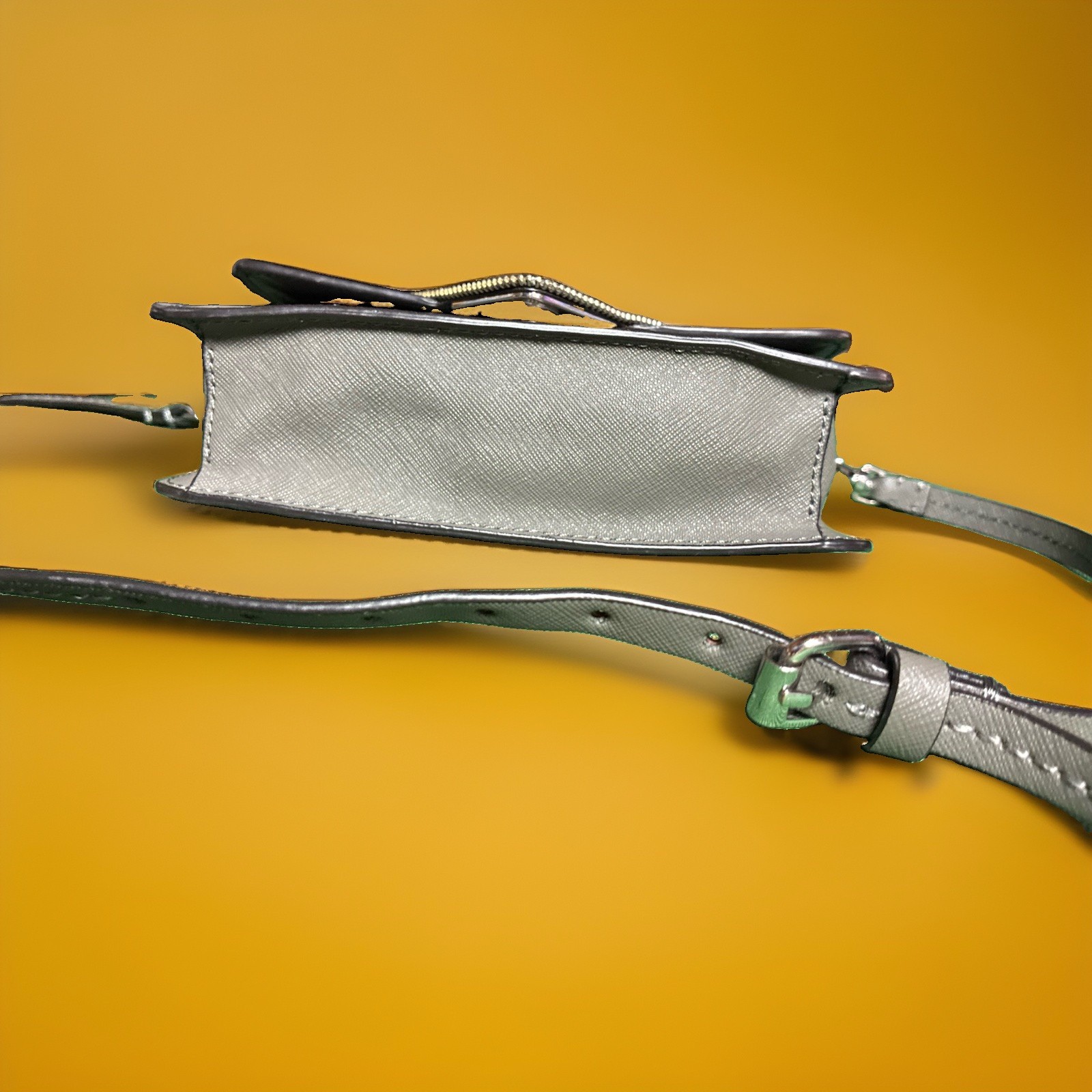 Rebecca Minkoff Avery Envelope Crossbody Bag Metallic Silver Gray Leather Purse