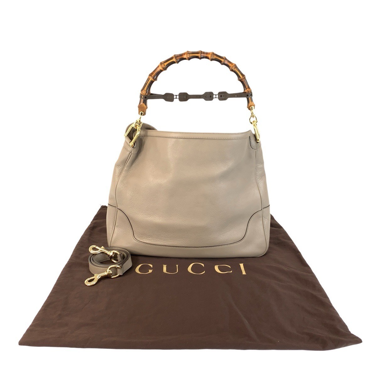 Gucci Diana Leather Beige Greige Gold Hardware Women’s Pre-owned From Japan