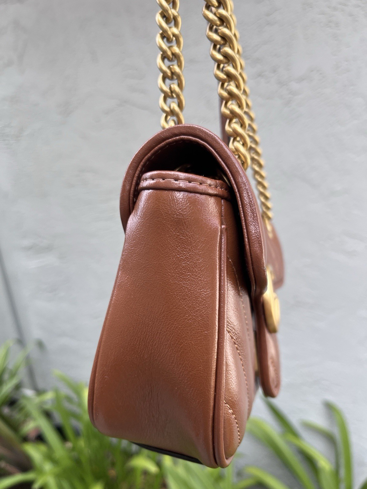 Gucci GG Marmont Brown Quilted Chain Strap Shoulder Bag w/ Dust Bag
