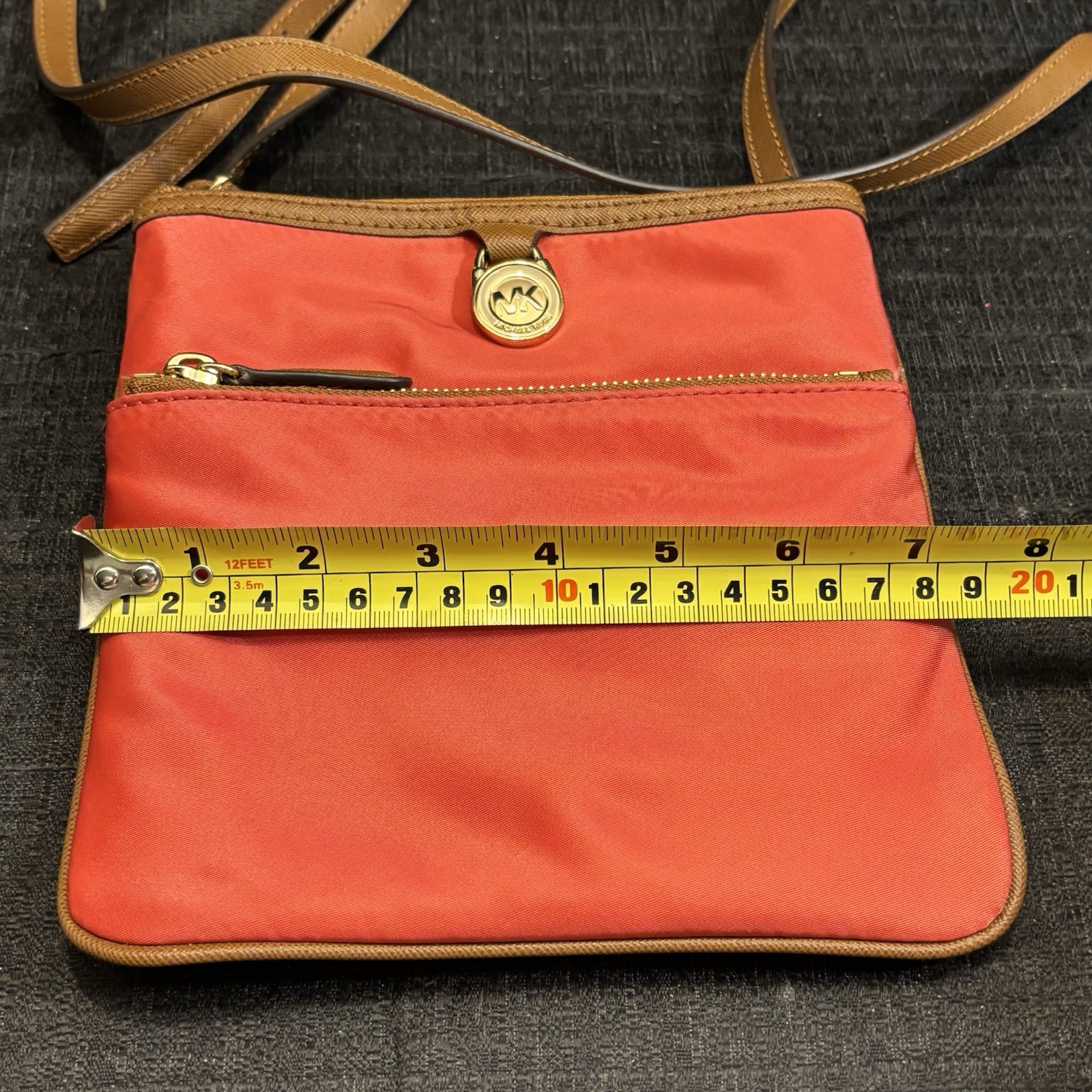 Michael Kors Nylon Crossbody Bag Purse Orange/Red