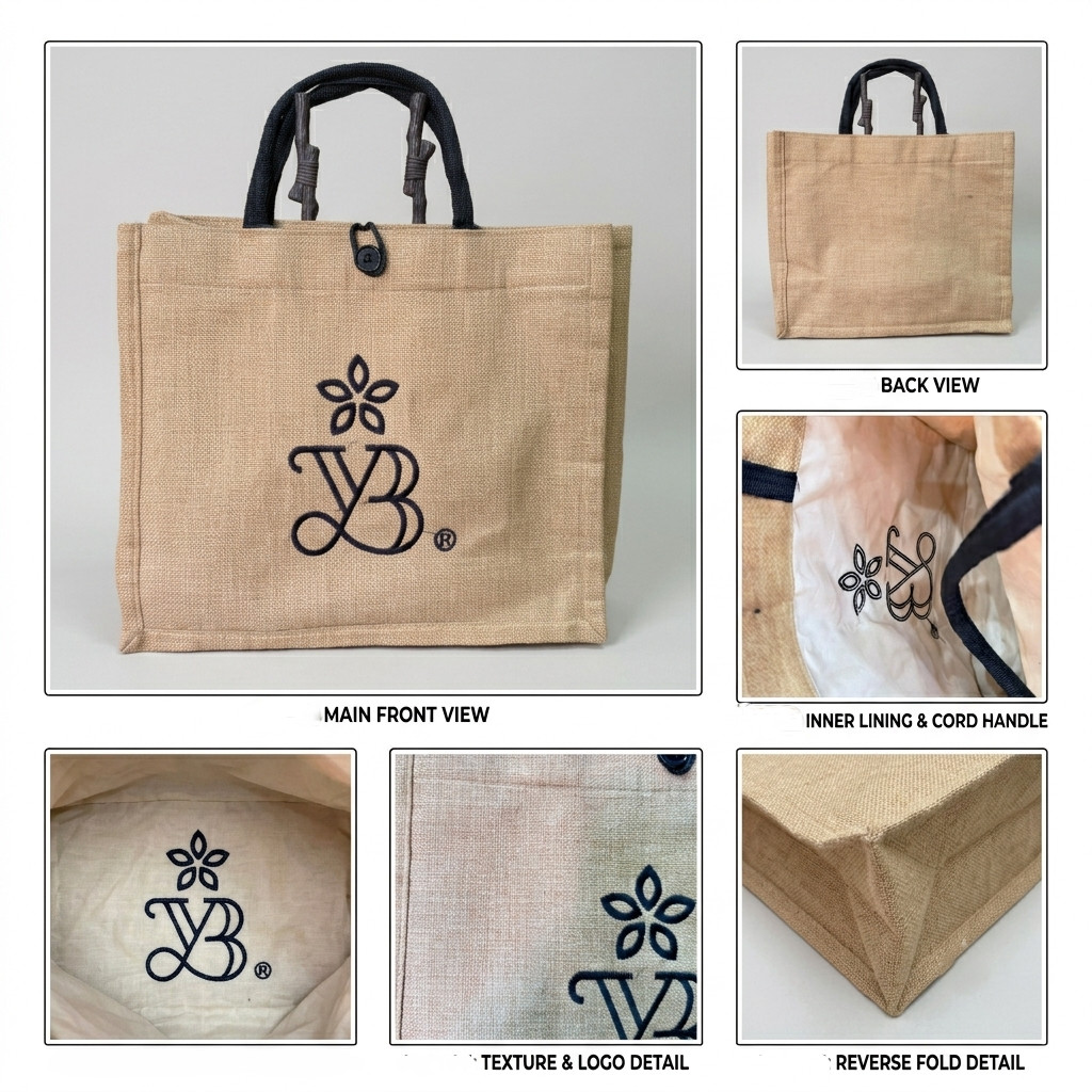 Jute Tote Bag Eco-Friendly Burlap Beach Handbag Summer Travel Utility Organizer