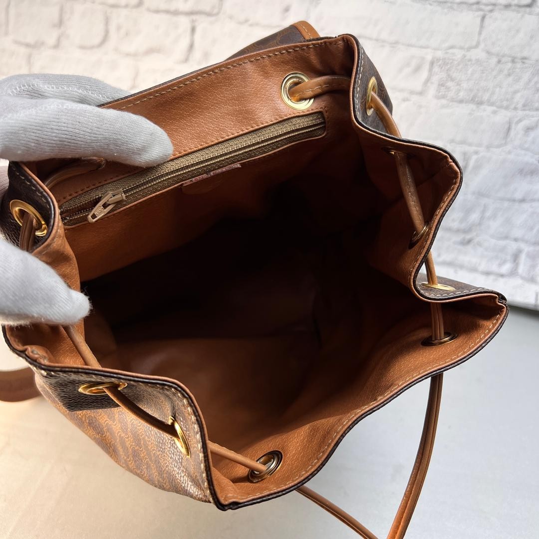CELINE Macadam Leather Backpack Brown Authentic Vintage Bag