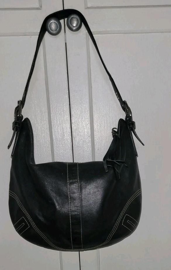 Auth Vintage COACH Soho Leather Large Hobo HO5D~8A03, August 2005~Black Leather