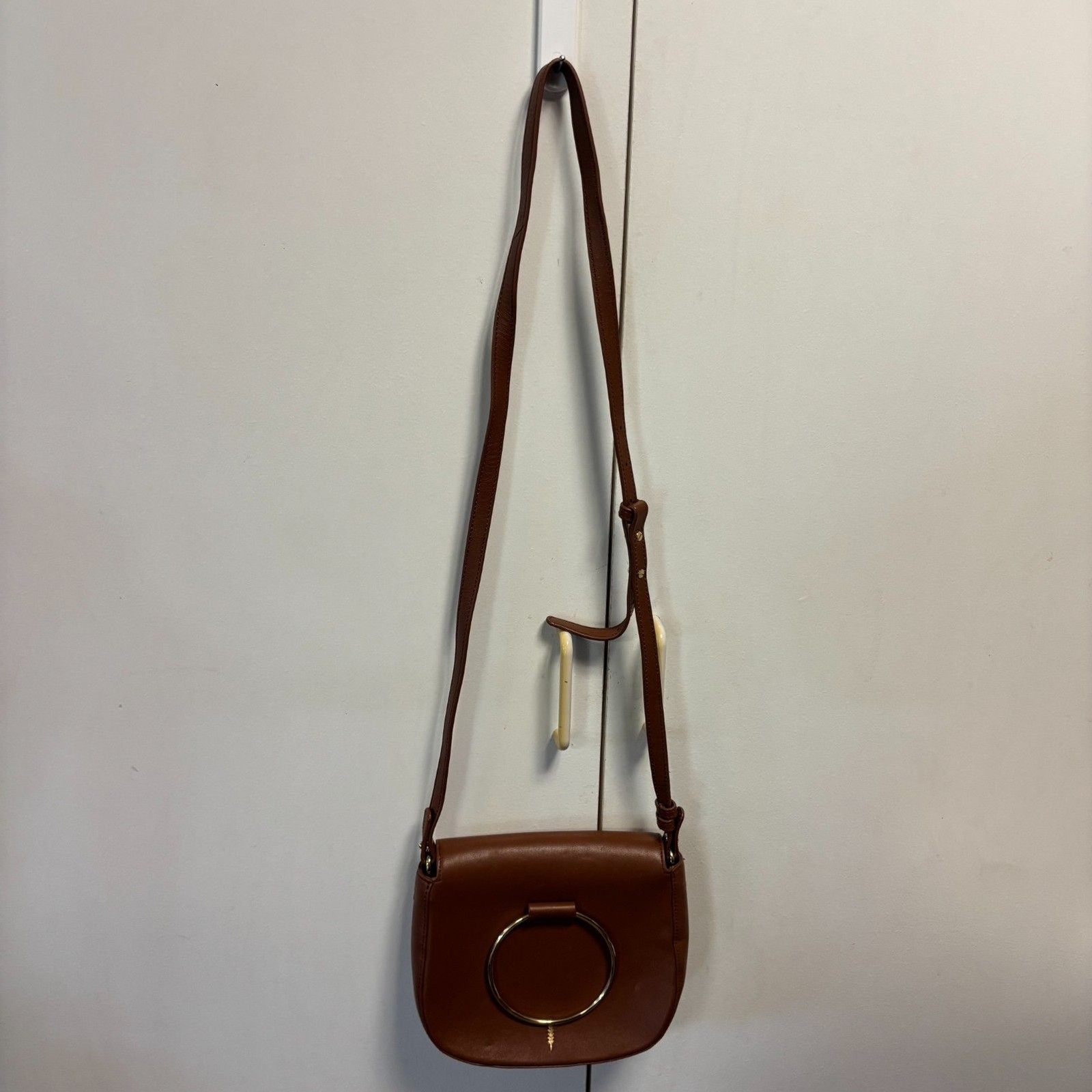 Trask brown genuine leather crossbody bag dark academia western boho