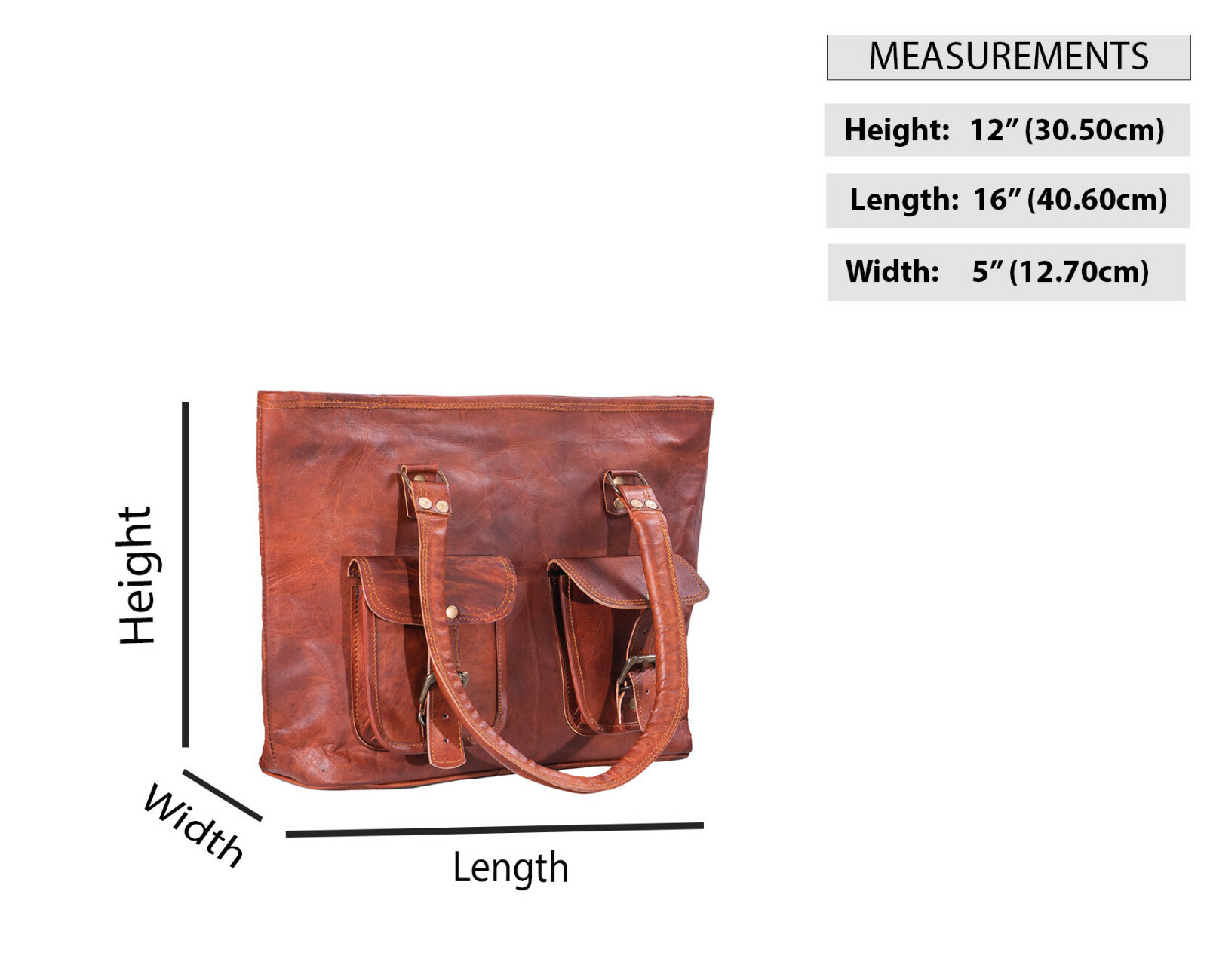 Womens Tote Work Handbag Genuine Brown Leather Bag Ladies Shoulder Purse