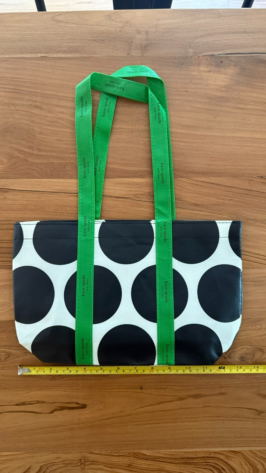Lot of 35 Kate Spade New York Reusable Black Green Polka Dot Shopping Bag Small