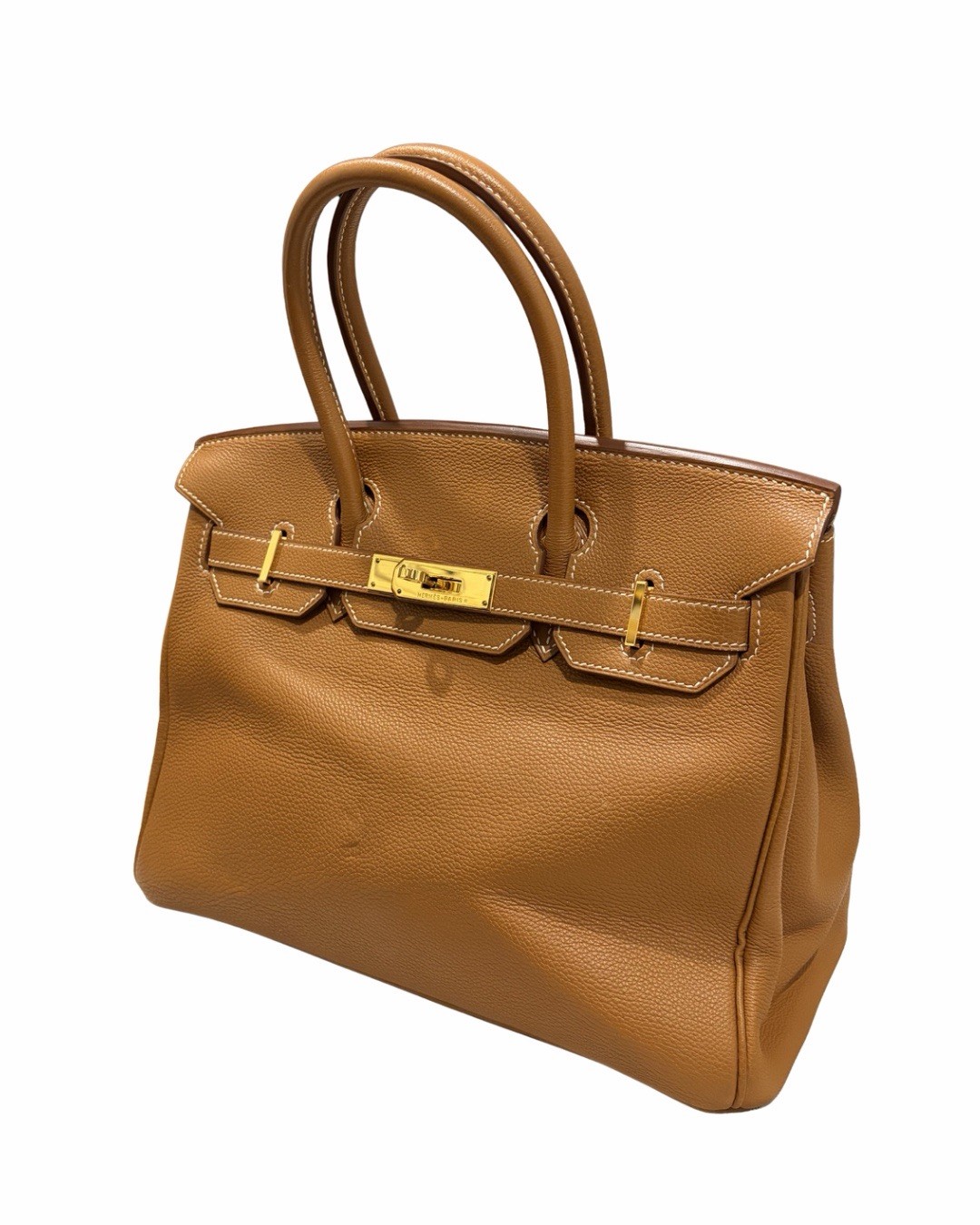 HERMÈS Birkin 30 Togo Gold with Gold Hardware w/ Lock Key