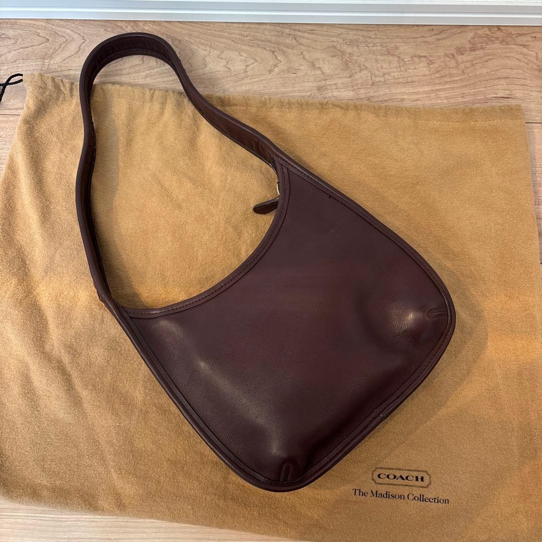 Super Old Coach Shoulder Bag Dark Brown 9020 Vintage