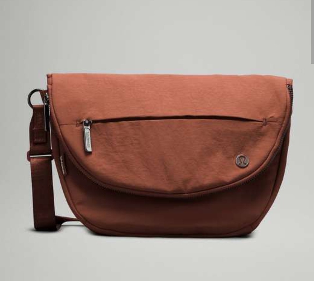 lululemon All Night Festival Micro Crossbody Bag Brown Crescent Zip Silver