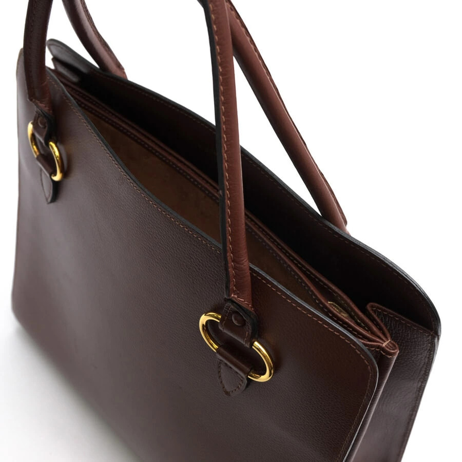 DELVAUX Brown Leather Handbag for Women 28cm x 24cm x 9cm