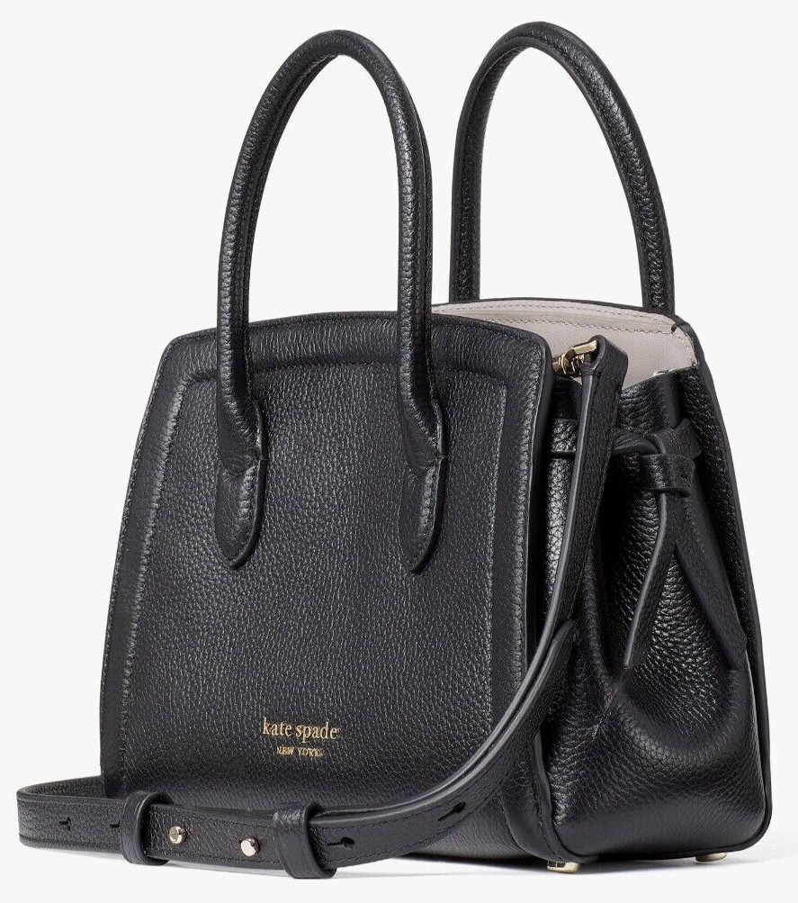 Kate Spade Knott Mini Satchel Black Pebbled Leather PXR00438 NWT $298 Retail FS