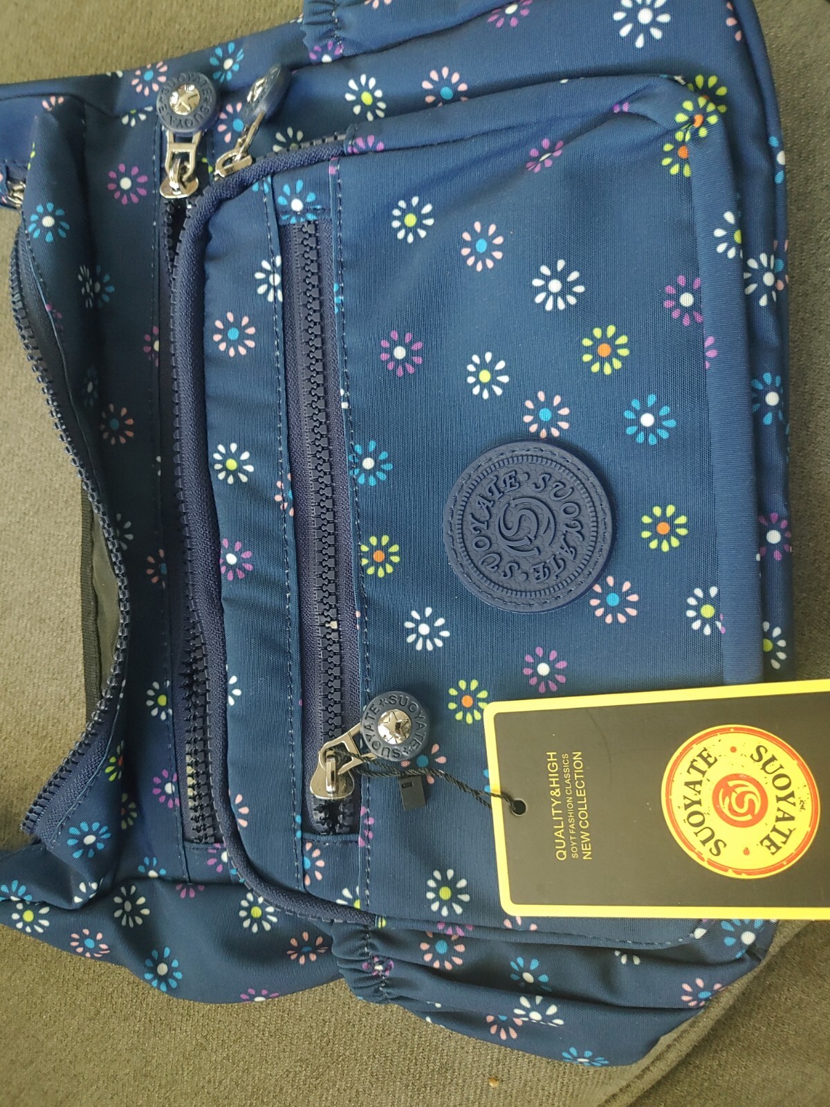 Suoyate Fashiob Casual Bag Blue W/ Flowers NWT