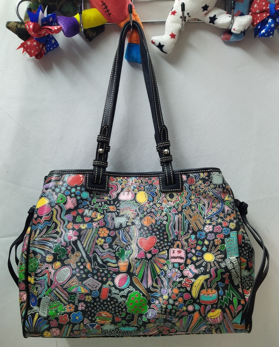 Dooney & Bourke Whimsy Multicolored Leather Double Handles Tote Bag