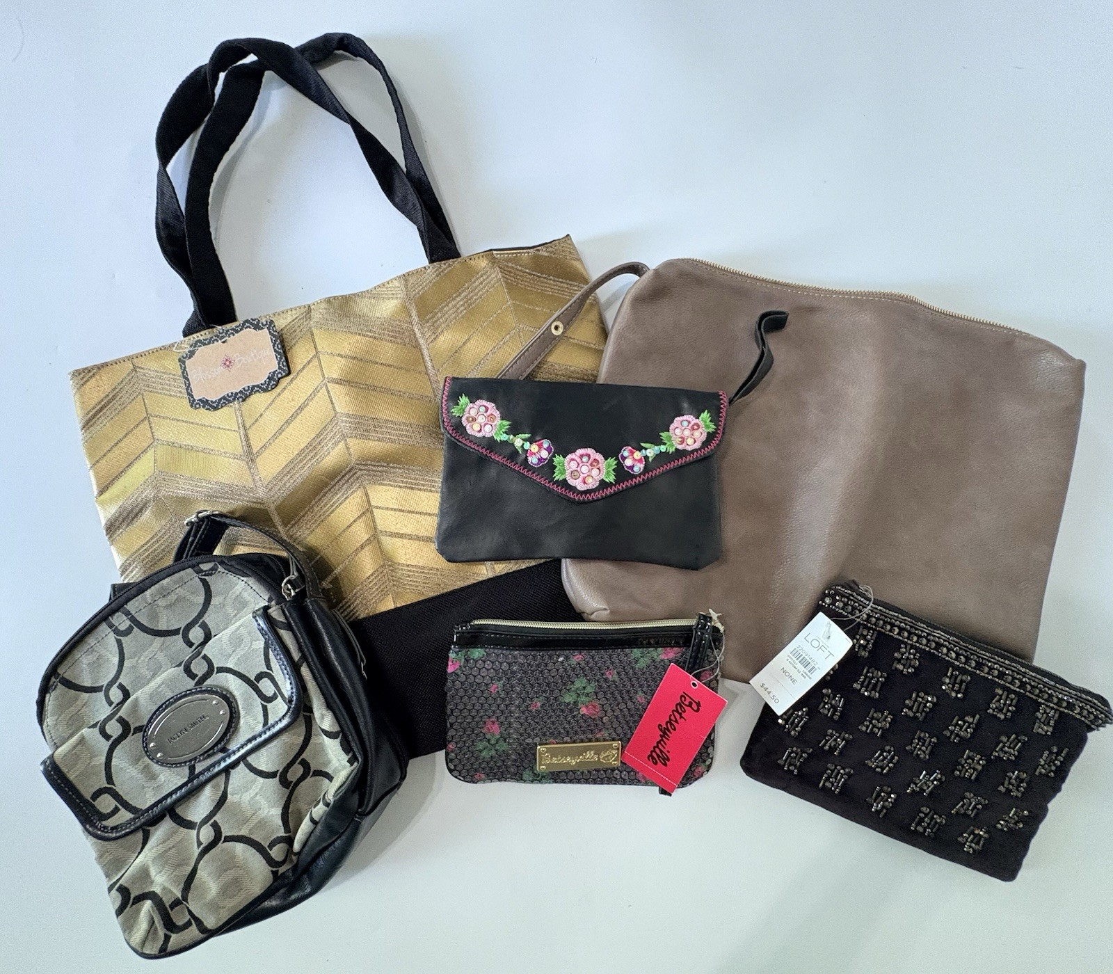 Lot Of 6 Assorted Handbags Tote Shoulder Bags Satchel Purse Mixed Brands 3 NWT