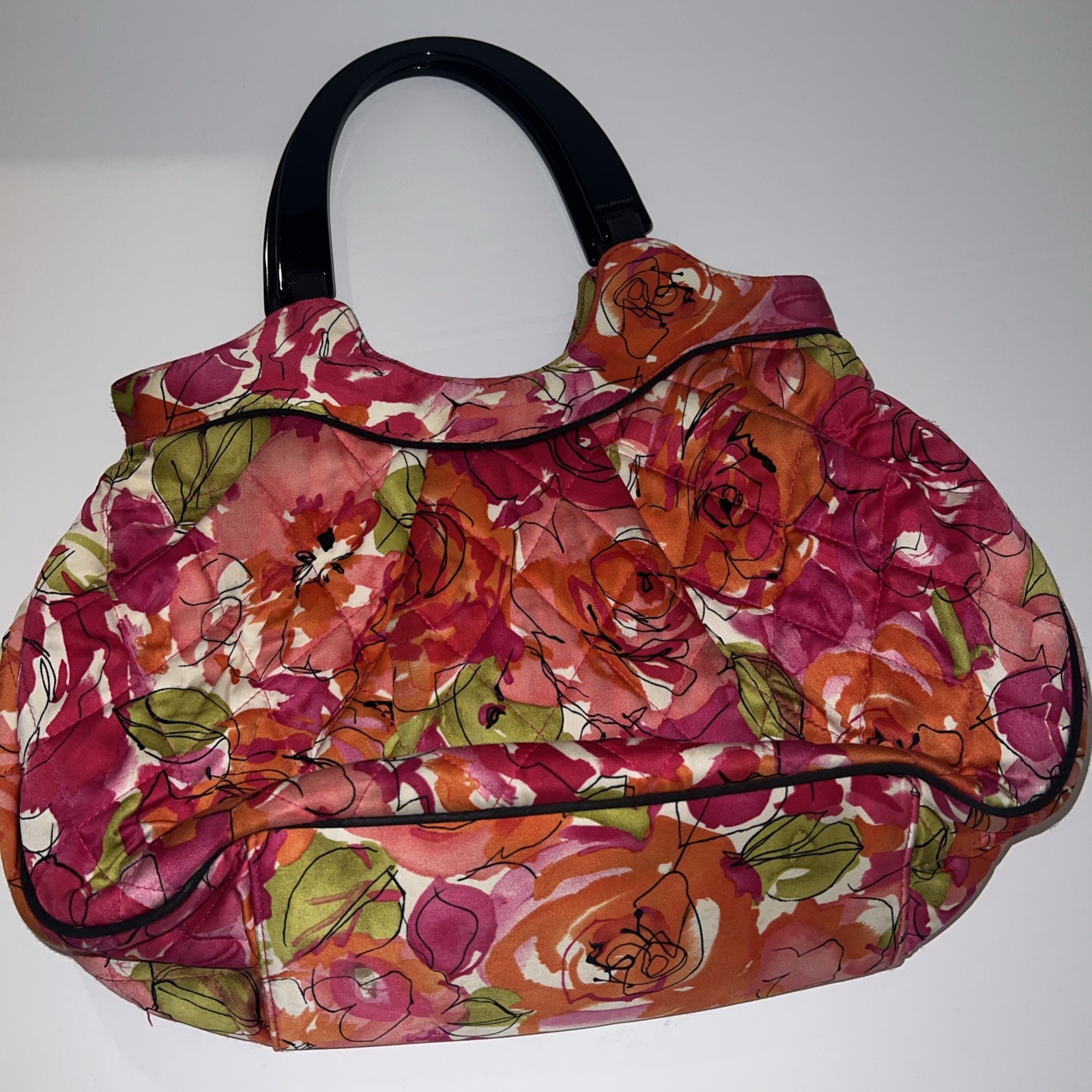 Vera Bradley Millie Purse Rose Pattern Sateen Lucite Handles Spring Summer Flora